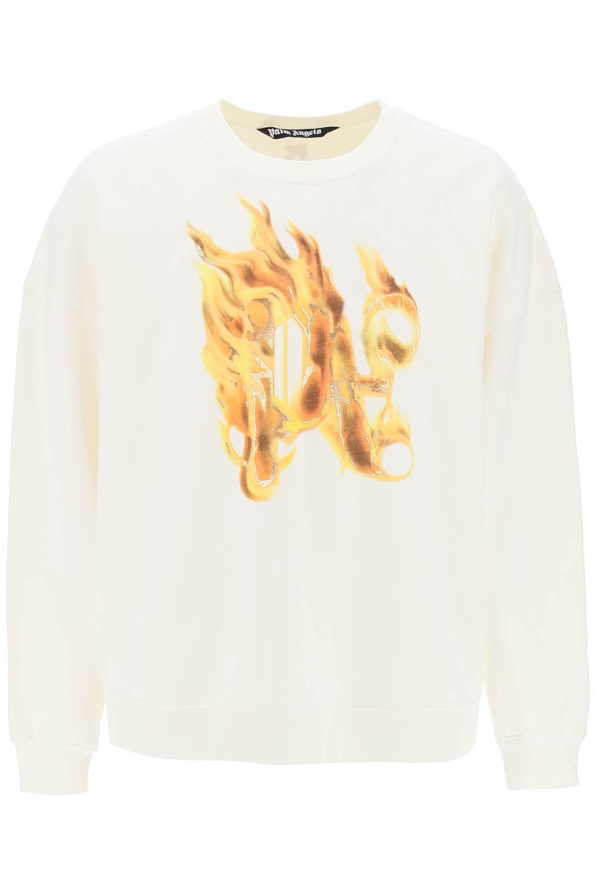 Shop Palm Angels "burning Monogram Crewneck In White
