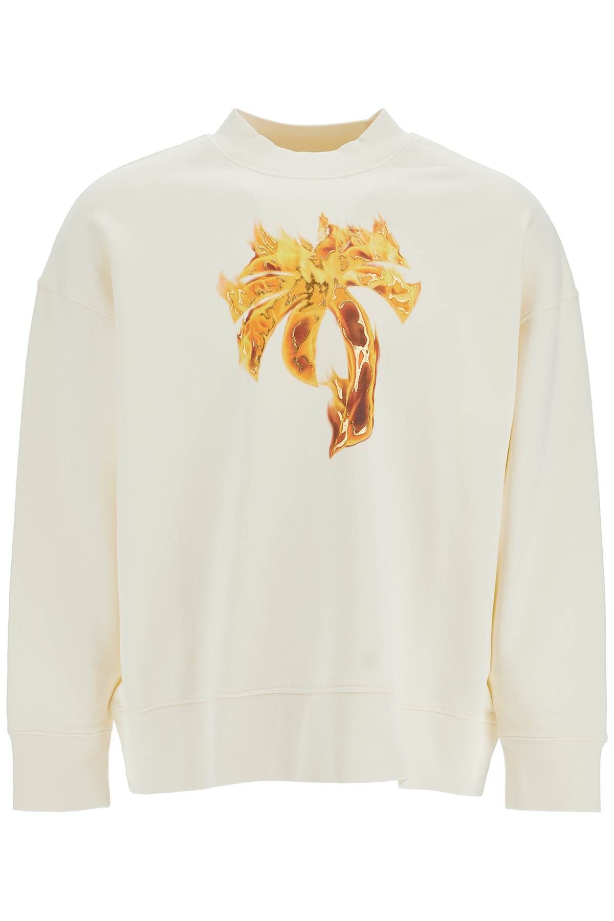 Shop Palm Angels 'burning Palm Oversized Sweat In White