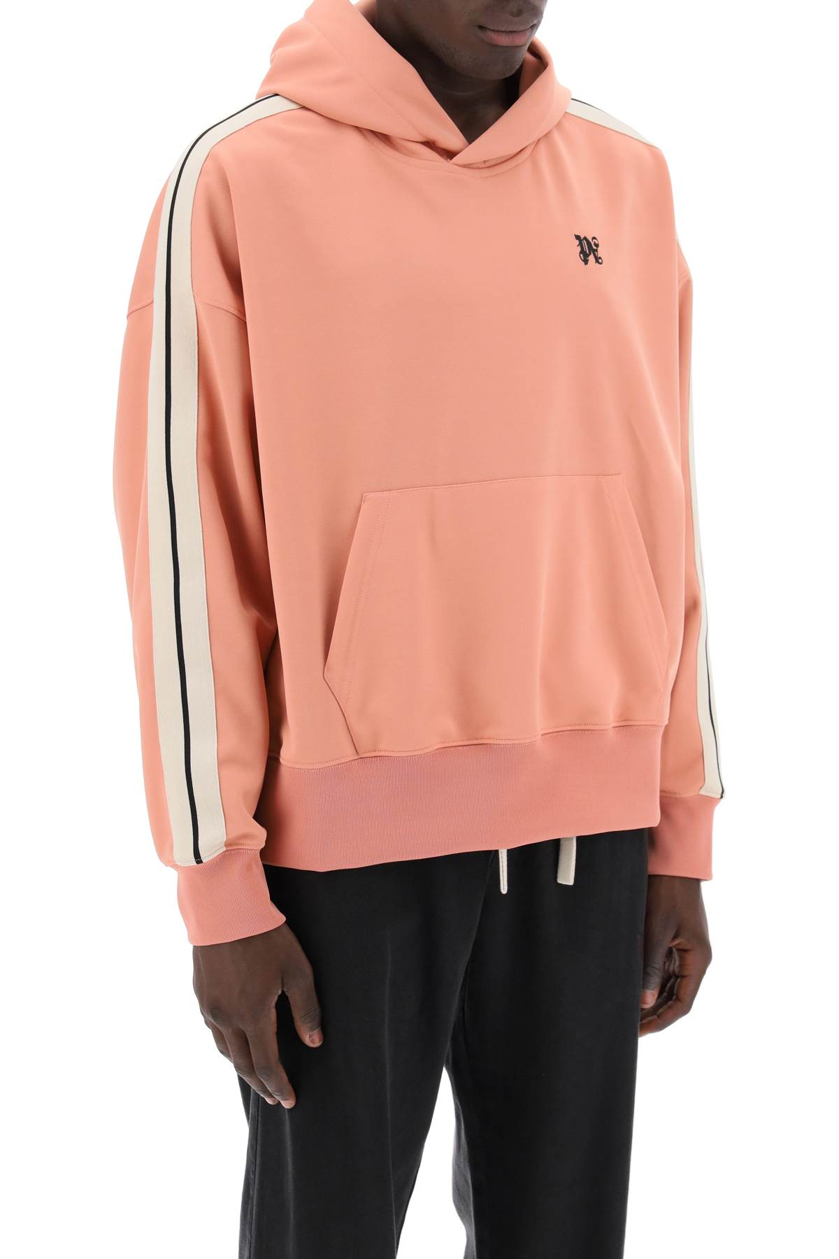 Shop Palm Angels "track Sweatshirt With Contrasting Bands In Pink