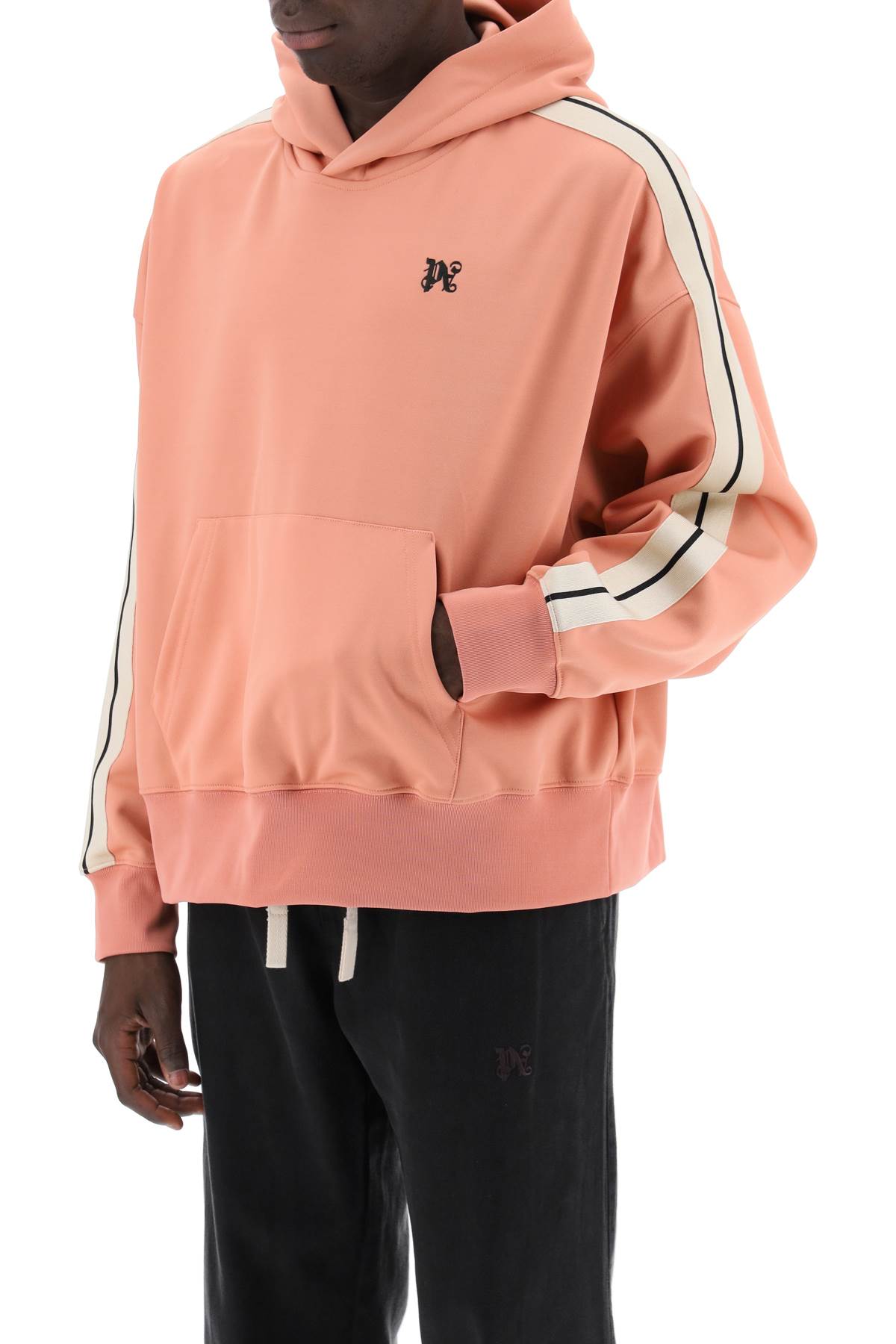 Shop Palm Angels "track Sweatshirt With Contrasting Bands In Pink