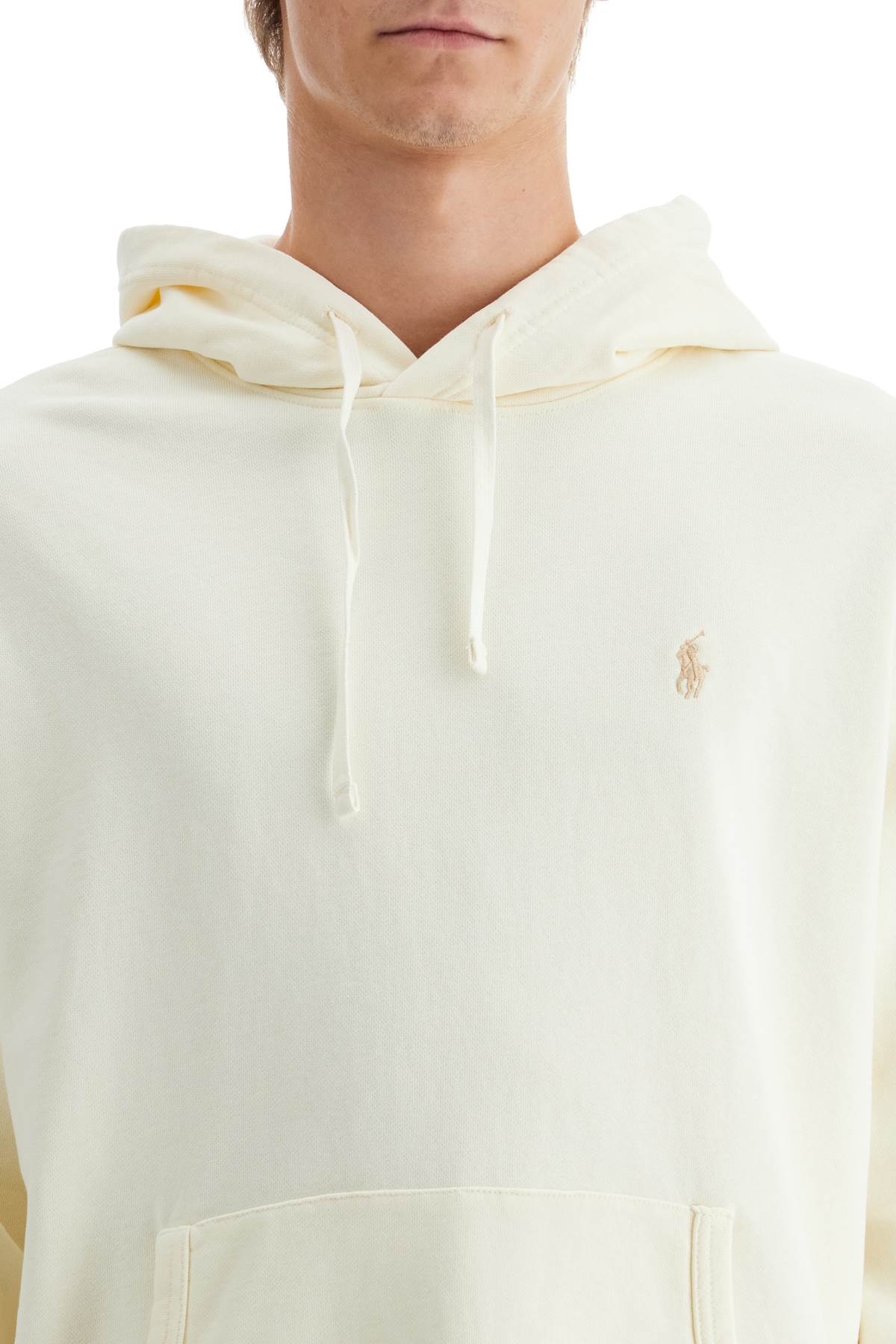 Shop Polo Ralph Lauren Hooded Sweatshirt With Embroidered Pony In Neutro