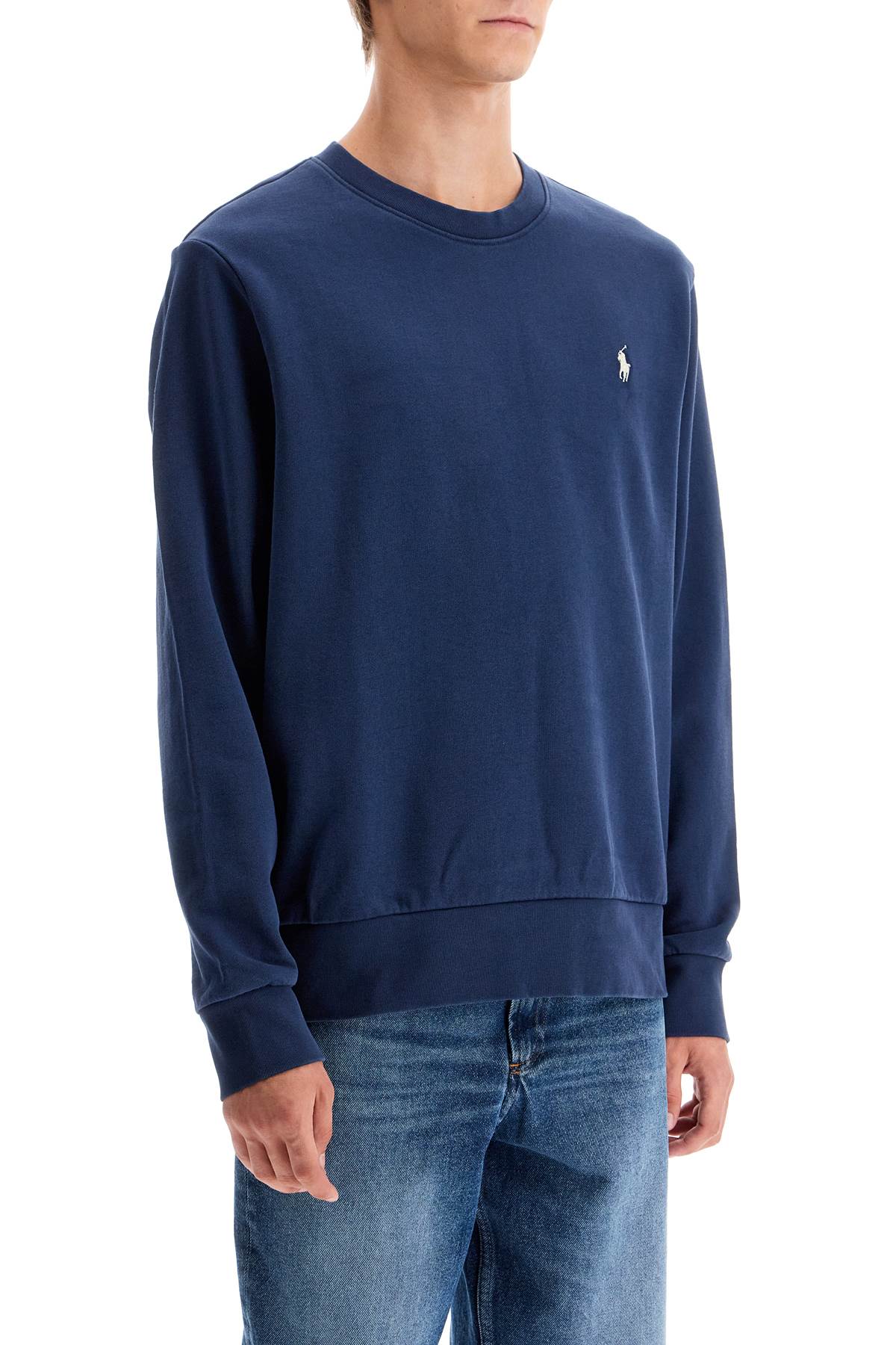 Shop Polo Ralph Lauren Logo Crewneck Sweatshirt In Blue