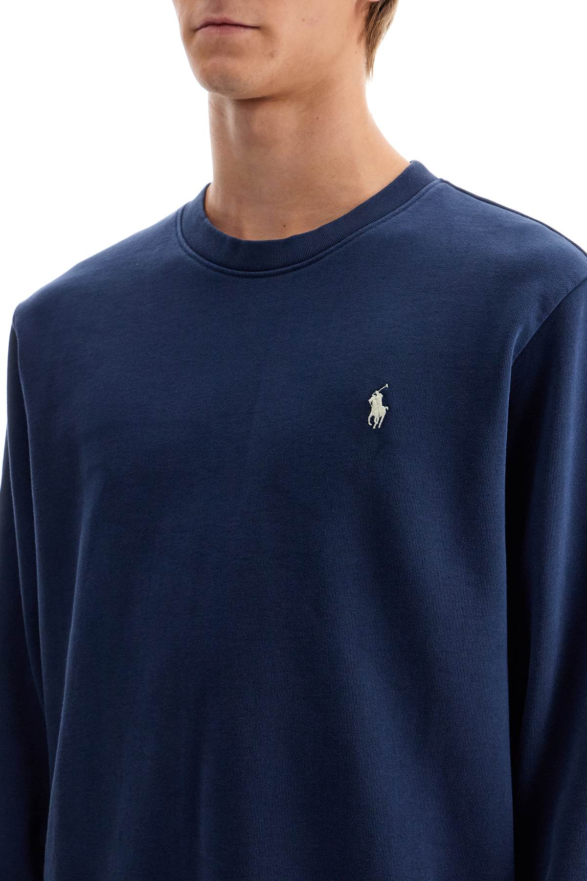 Shop Polo Ralph Lauren Logo Crewneck Sweatshirt In Blue