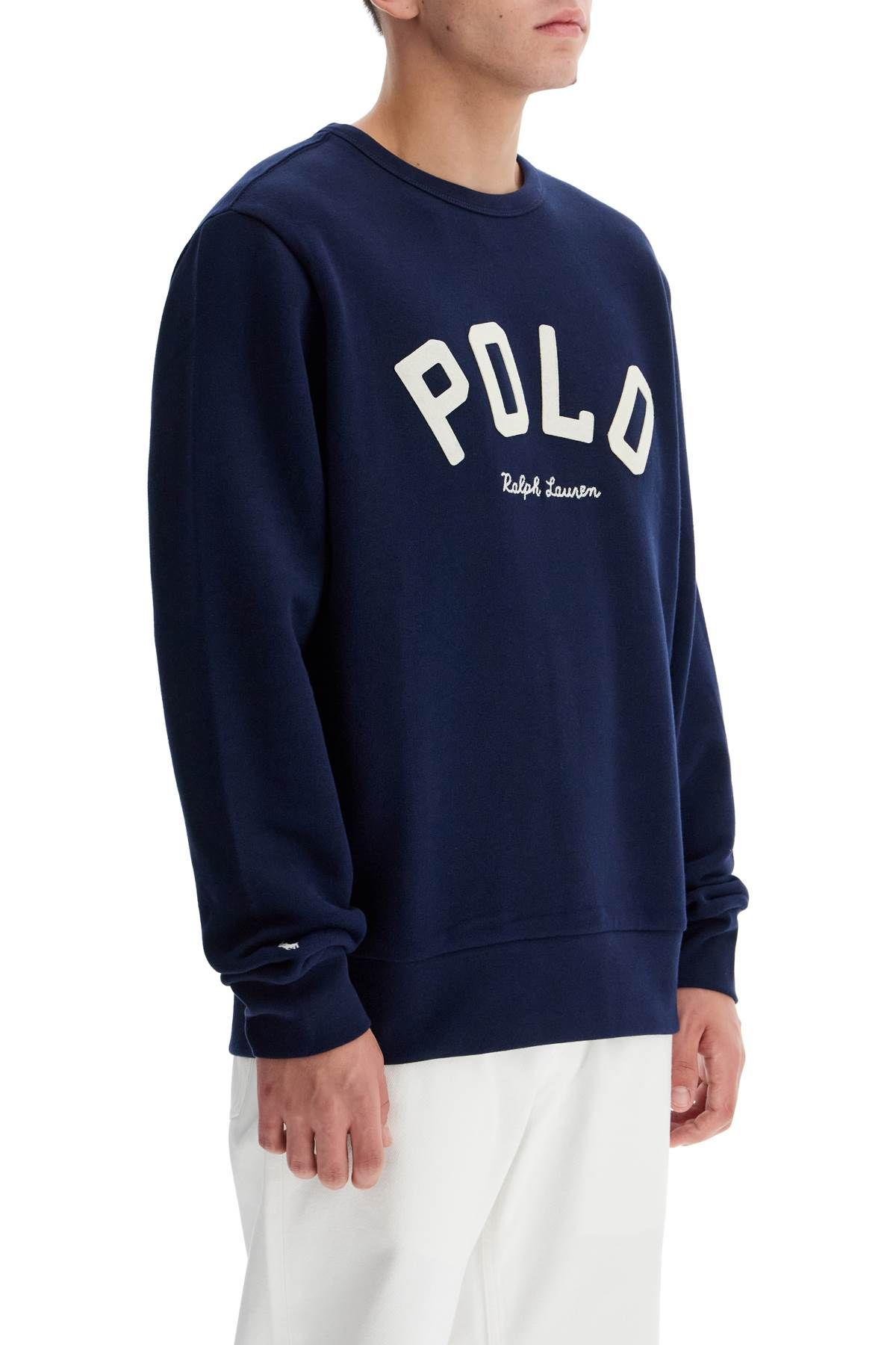 Shop Polo Ralph Lauren Crewneck Sweatshirt With Letter In Blue