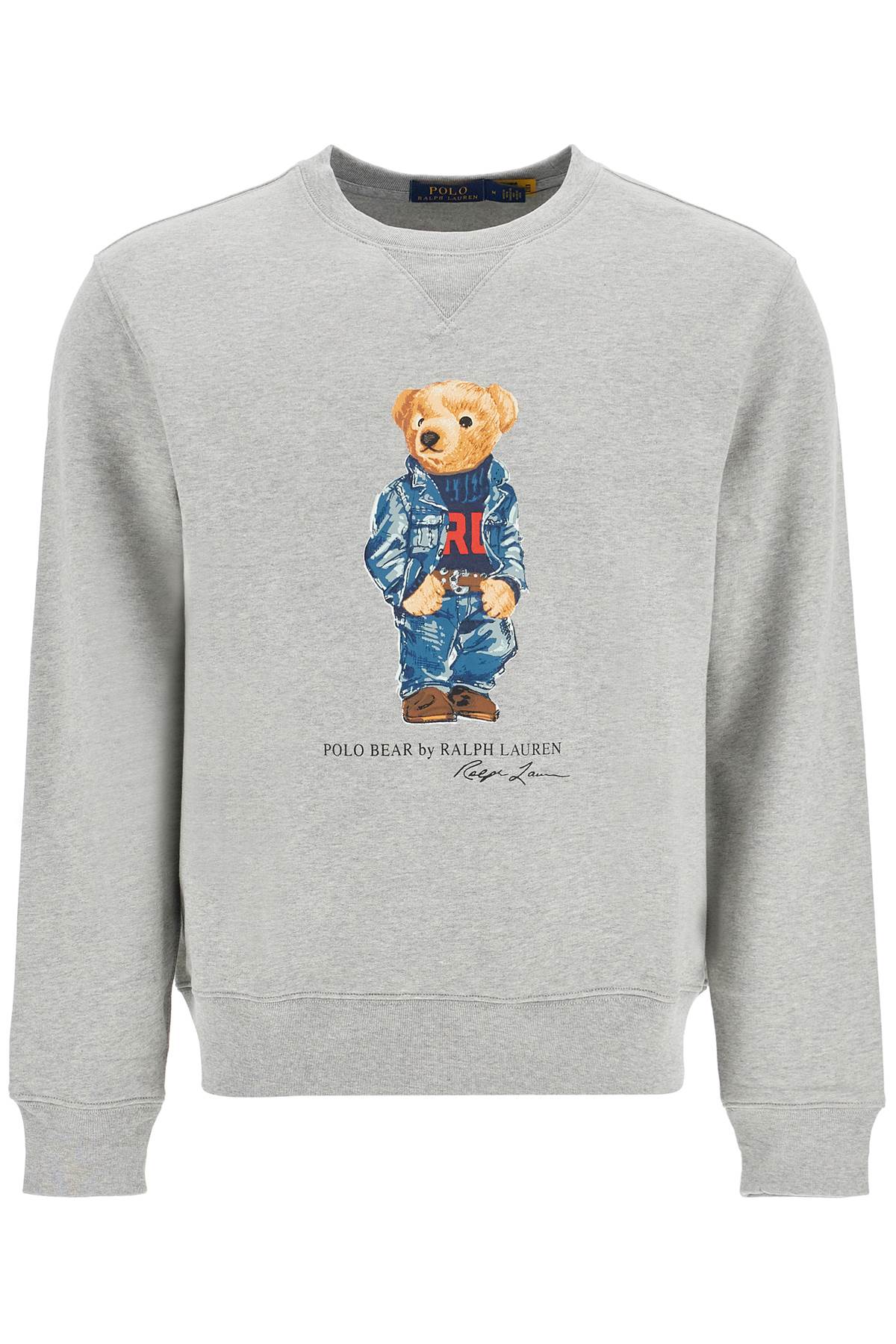 Shop Polo Ralph Lauren Polo Bear Crewneck Sweat In Grey