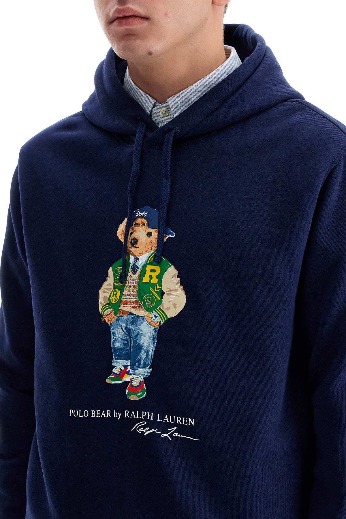 Shop Polo Ralph Lauren Polo Bear Hooded Sweatshirt In Blue