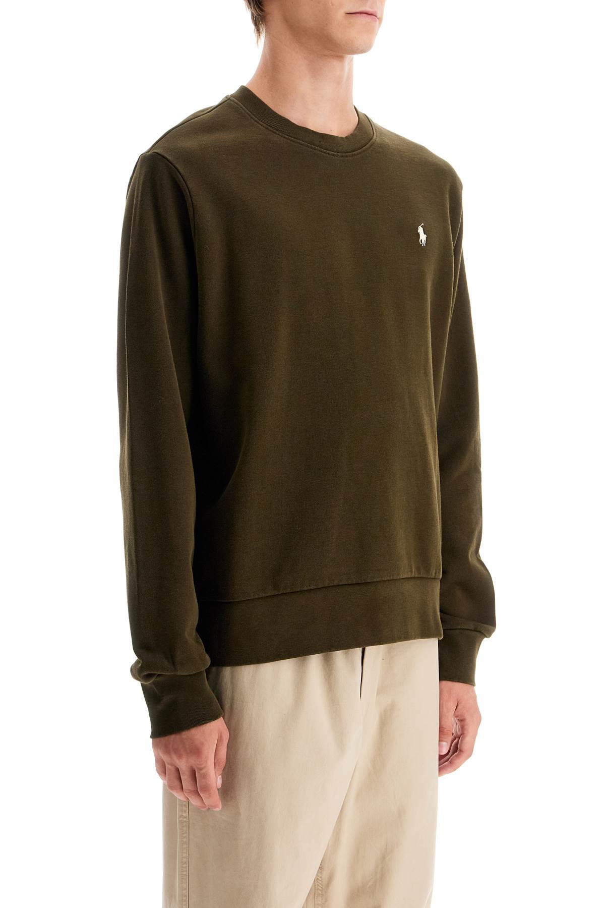 Shop Polo Ralph Lauren Logo Crewneck Sweatshirt In Green