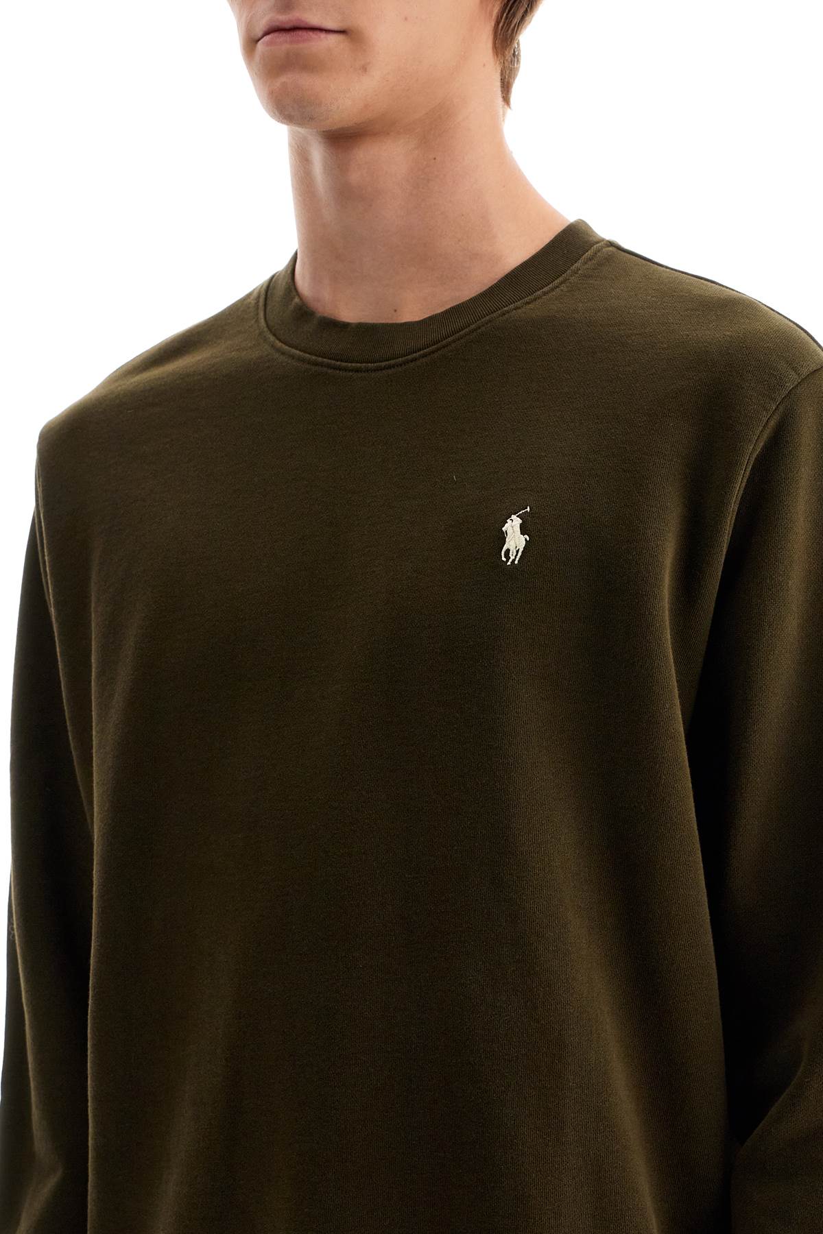 Shop Polo Ralph Lauren Logo Crewneck Sweatshirt In Green