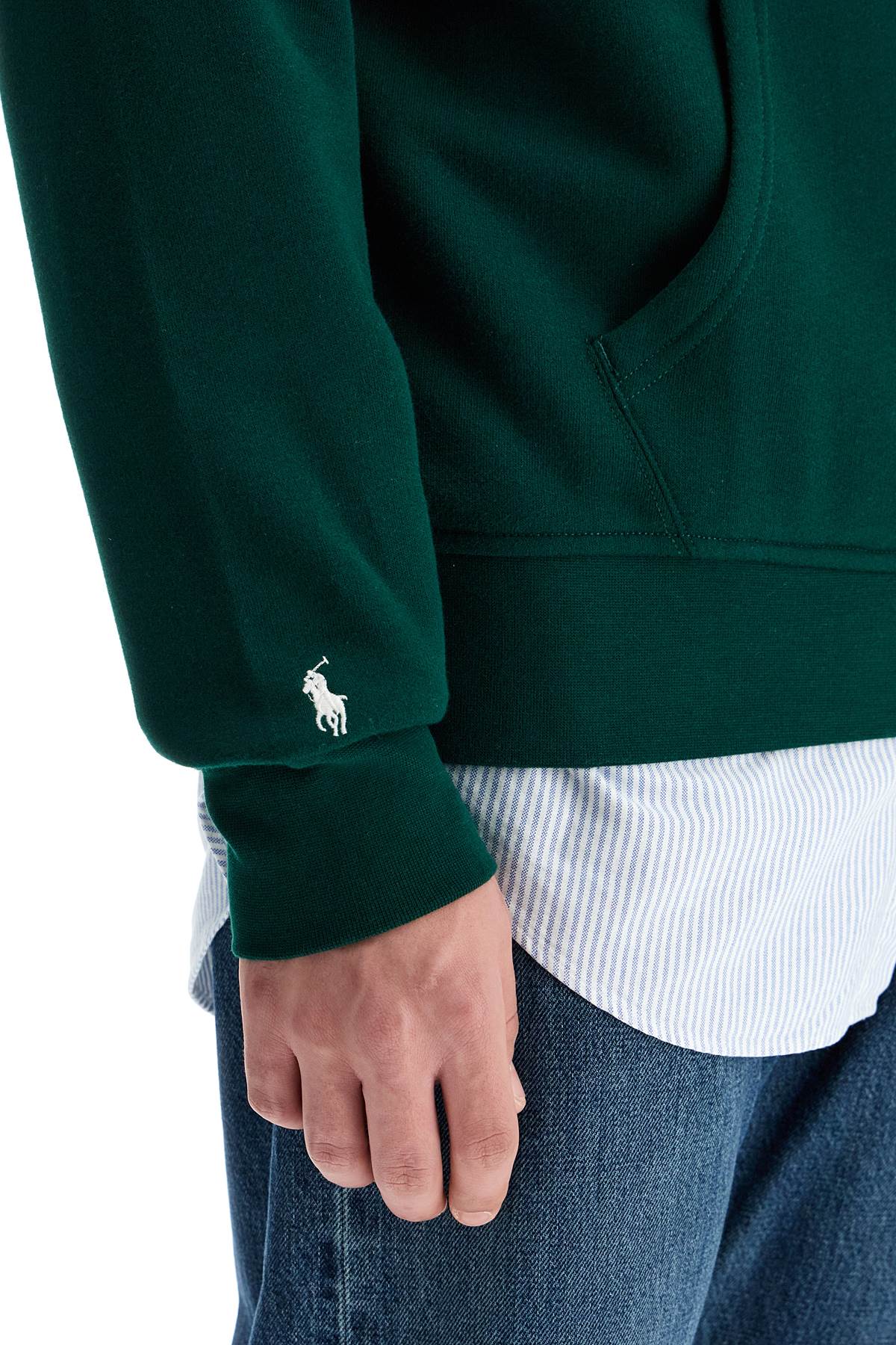 Shop Polo Ralph Lauren Hooded Sweatshirt With In Green