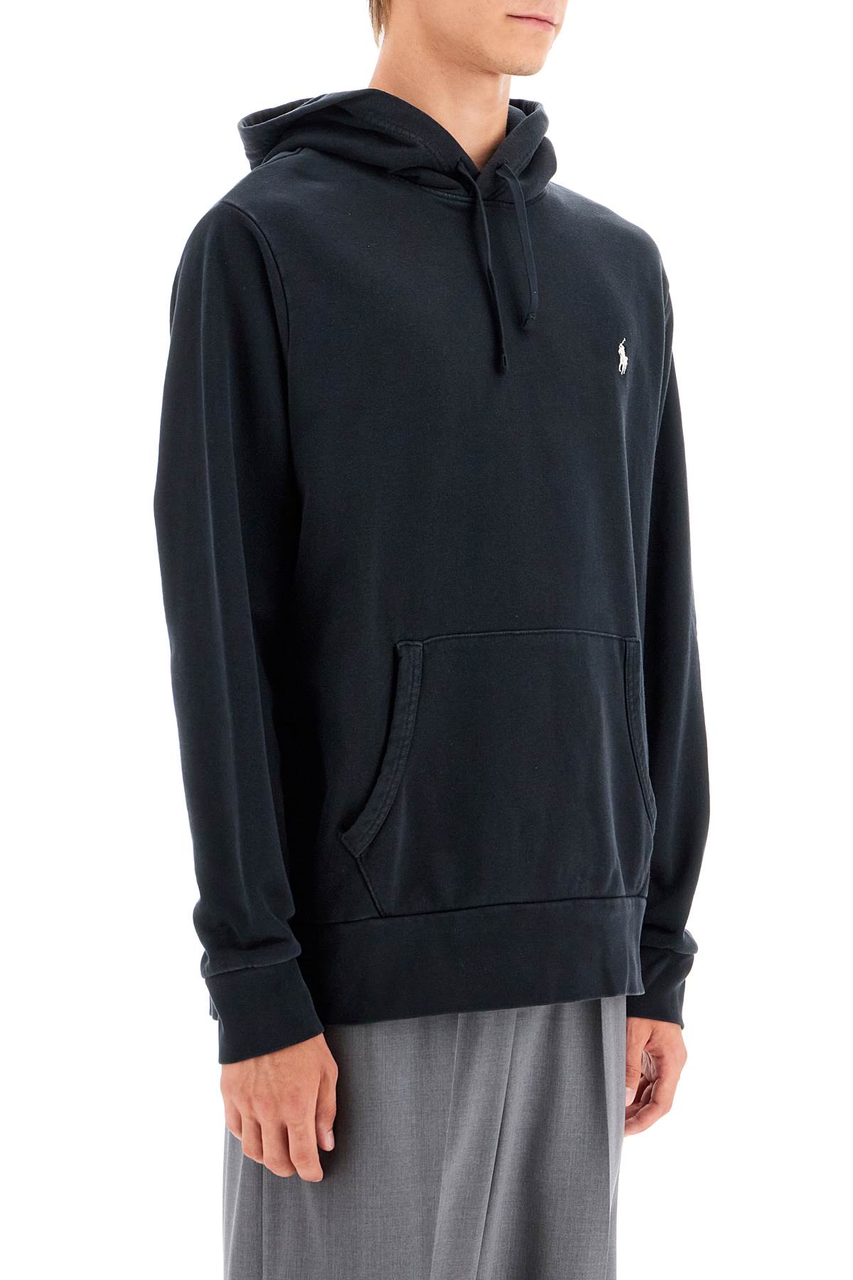 Shop Polo Ralph Lauren Hooded Sweatshirt With Embroidered Pony In Black