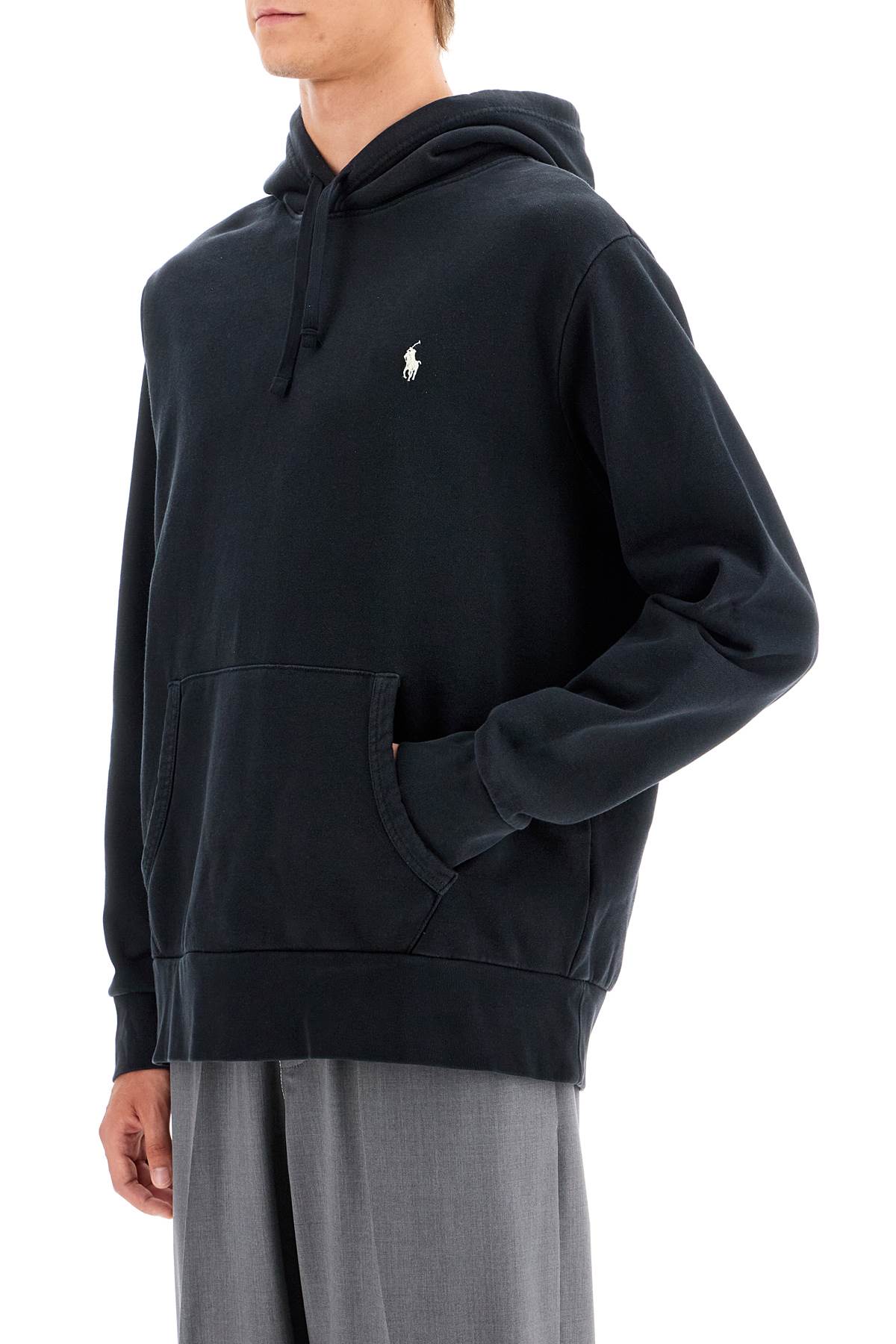 Shop Polo Ralph Lauren Hooded Sweatshirt With Embroidered Pony In Black