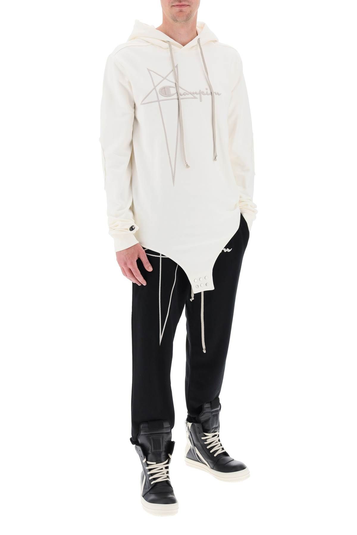 Shop Rick Owens Hooded Body X Champion In White