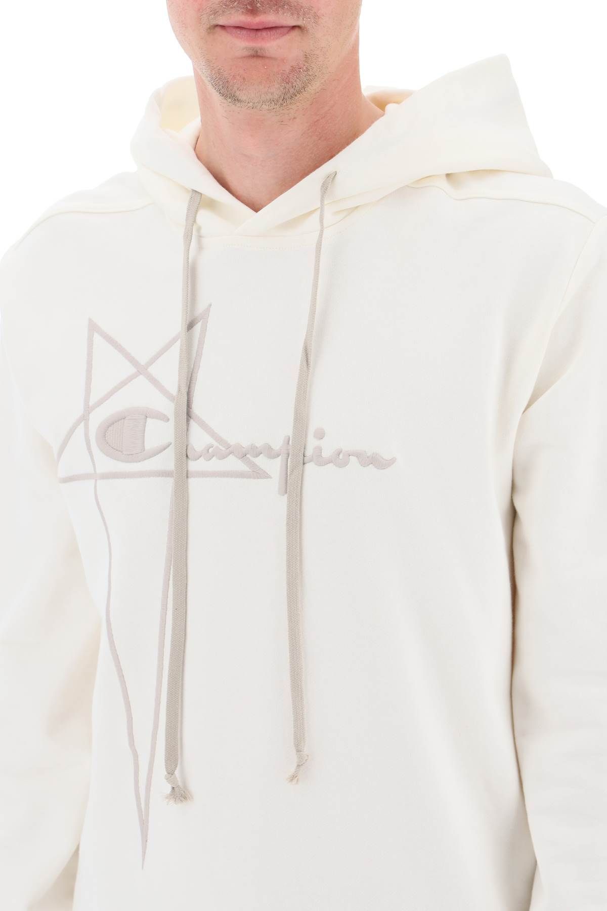 Shop Rick Owens Hooded Body X Champion In White