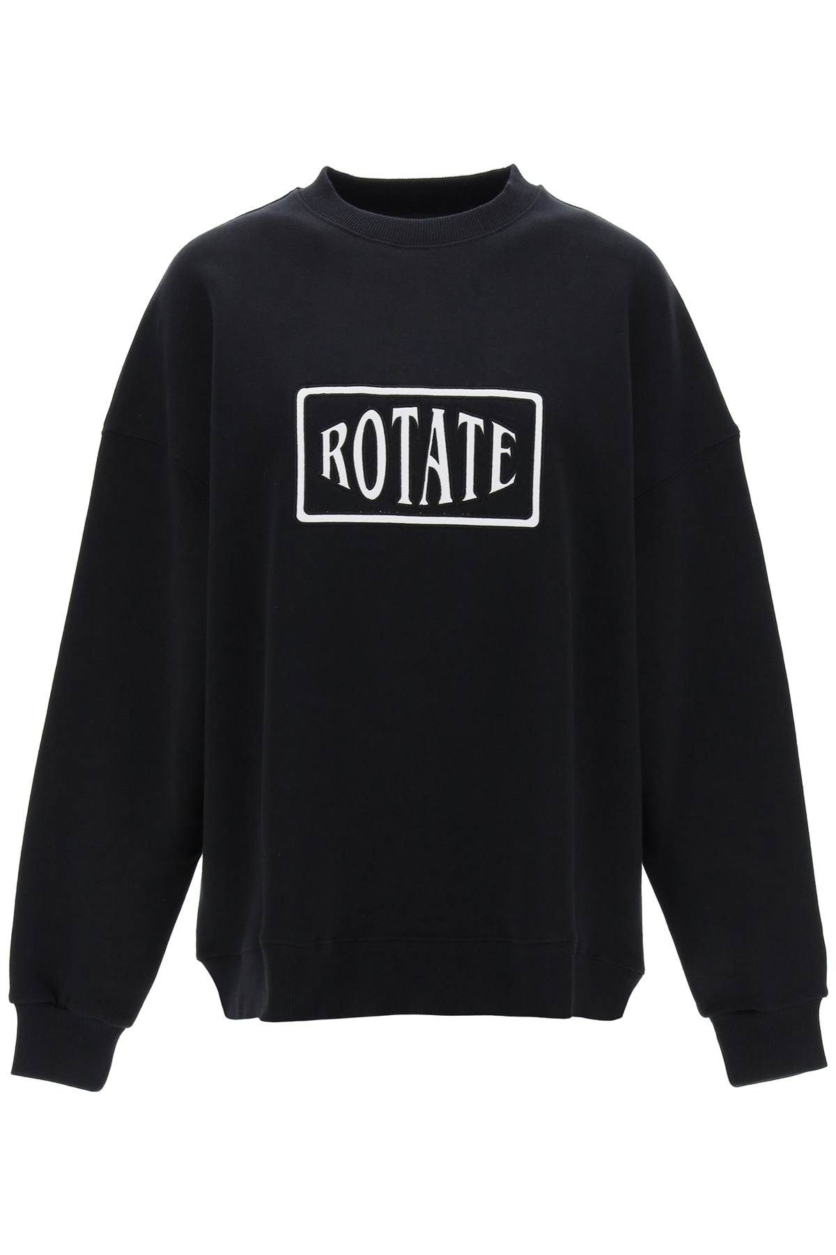 Shop Rotate Birger Christensen Crew-neck Sweatshirt With Logo Embroidery In Black
