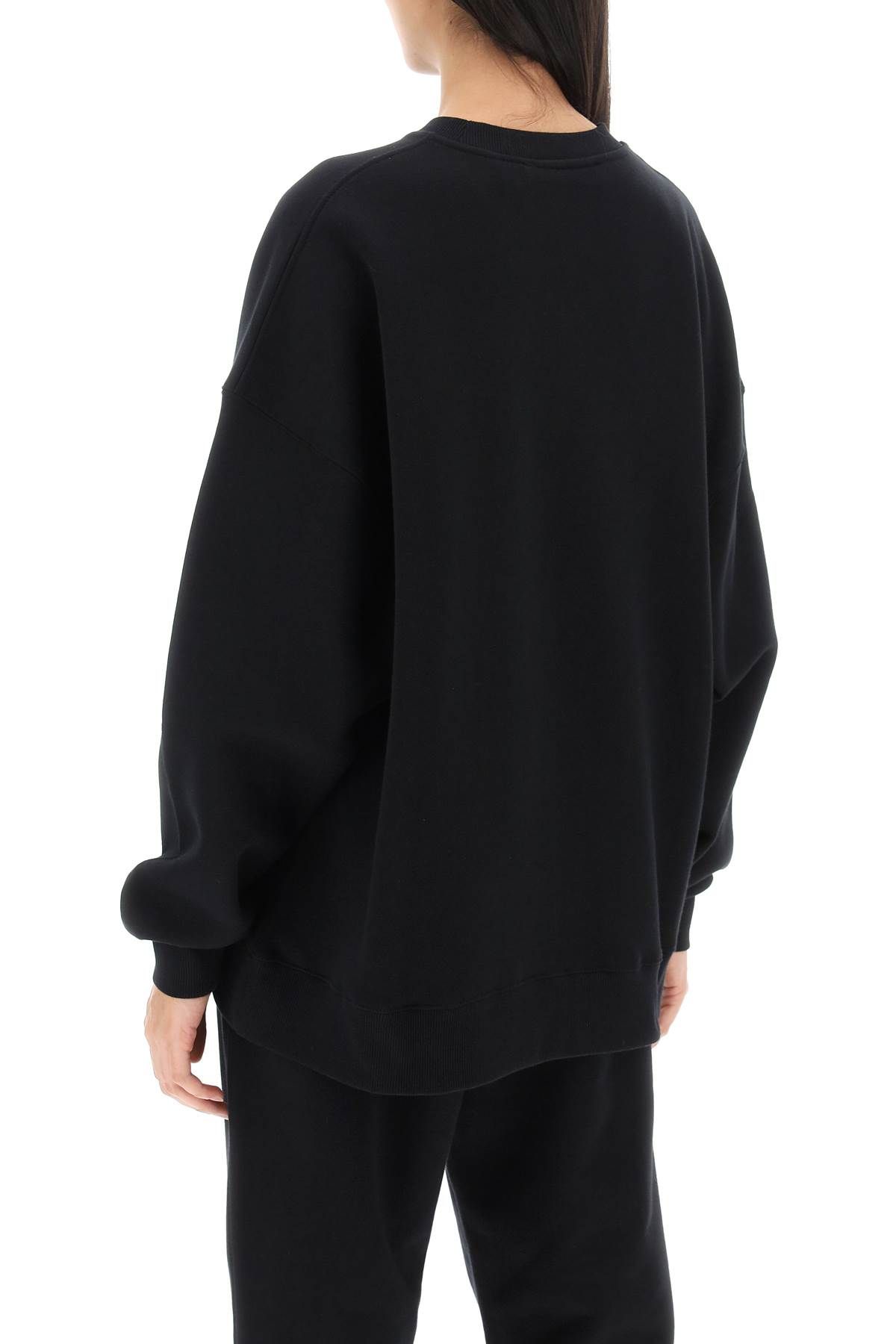 Shop Rotate Birger Christensen Crew-neck Sweatshirt With Logo Embroidery In Black