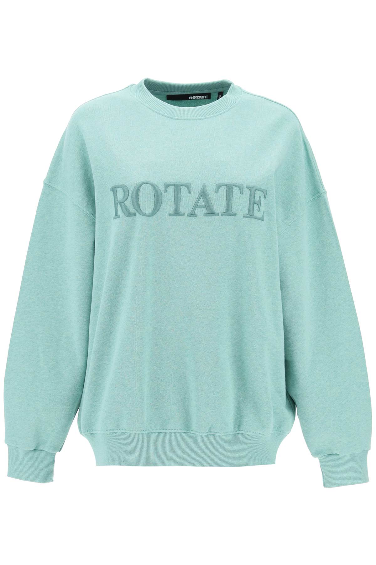 Shop Rotate Birger Christensen Organic Cotton Crewneck Sweatshirt In Green