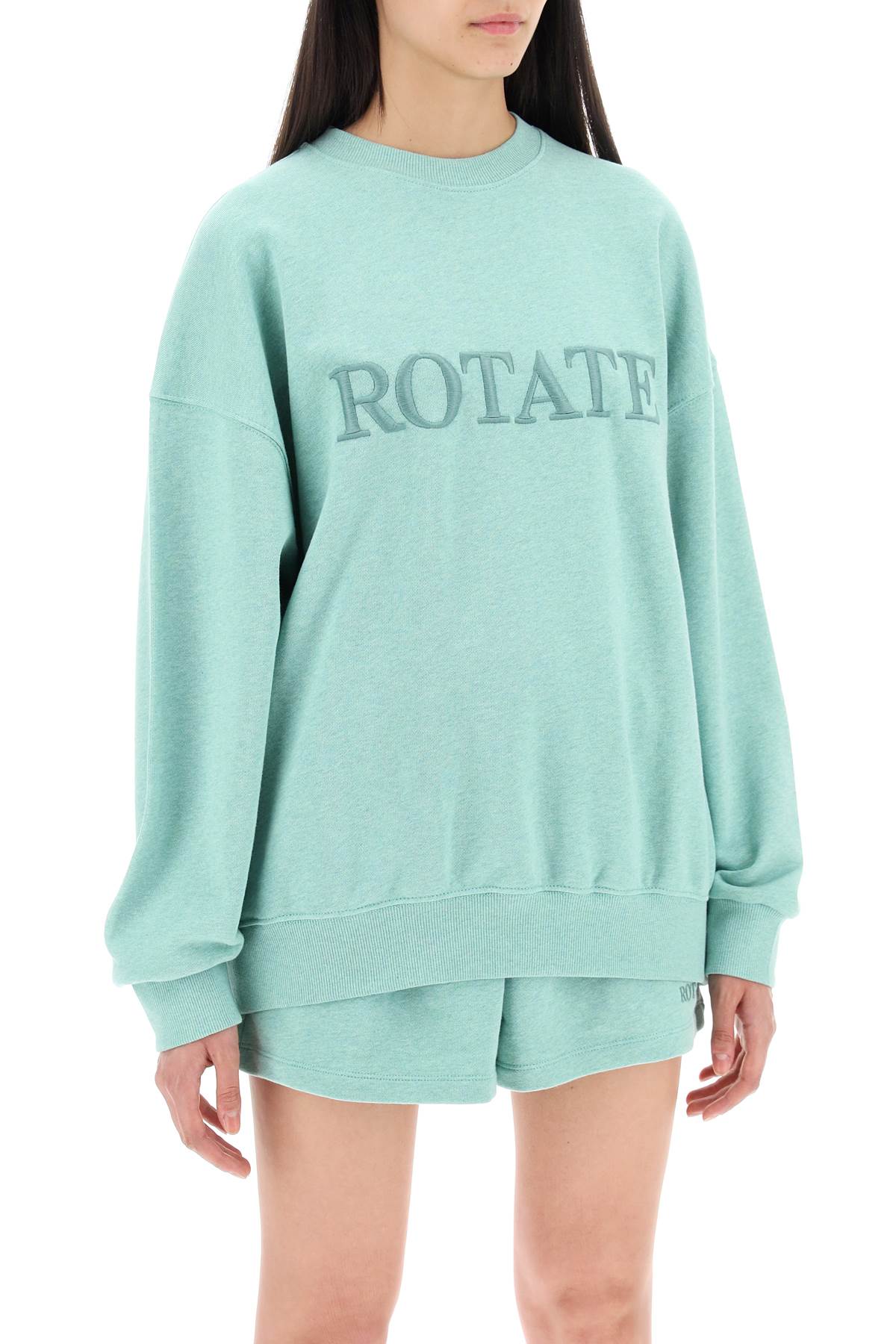 Shop Rotate Birger Christensen Organic Cotton Crewneck Sweatshirt In Green