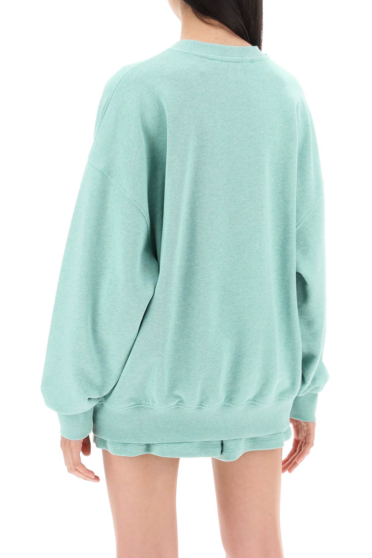 Shop Rotate Birger Christensen Organic Cotton Crewneck Sweatshirt In Green