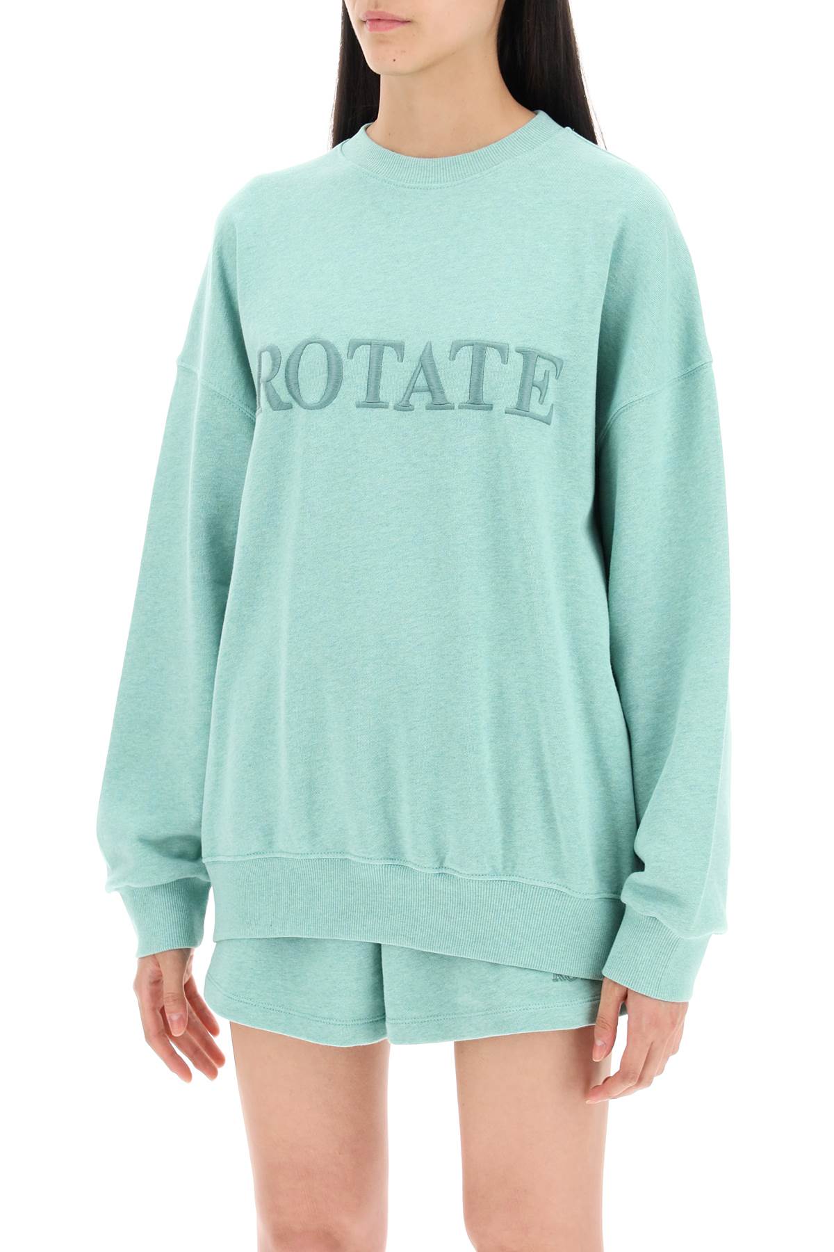 Shop Rotate Birger Christensen Organic Cotton Crewneck Sweatshirt In Green