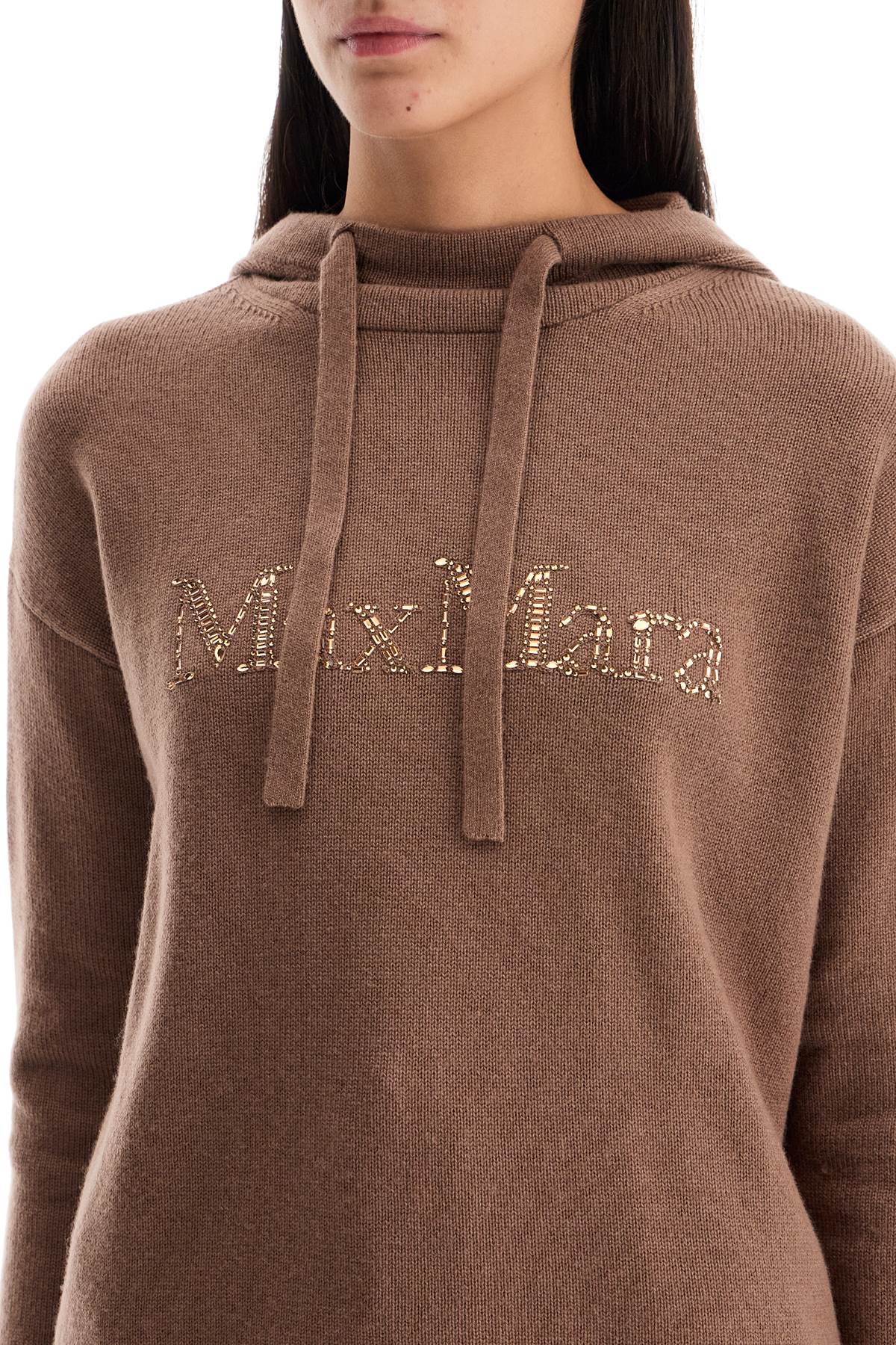 Shop 's Max Mara 'knitted Gorizia Sweatshirt With Rhin In Brown