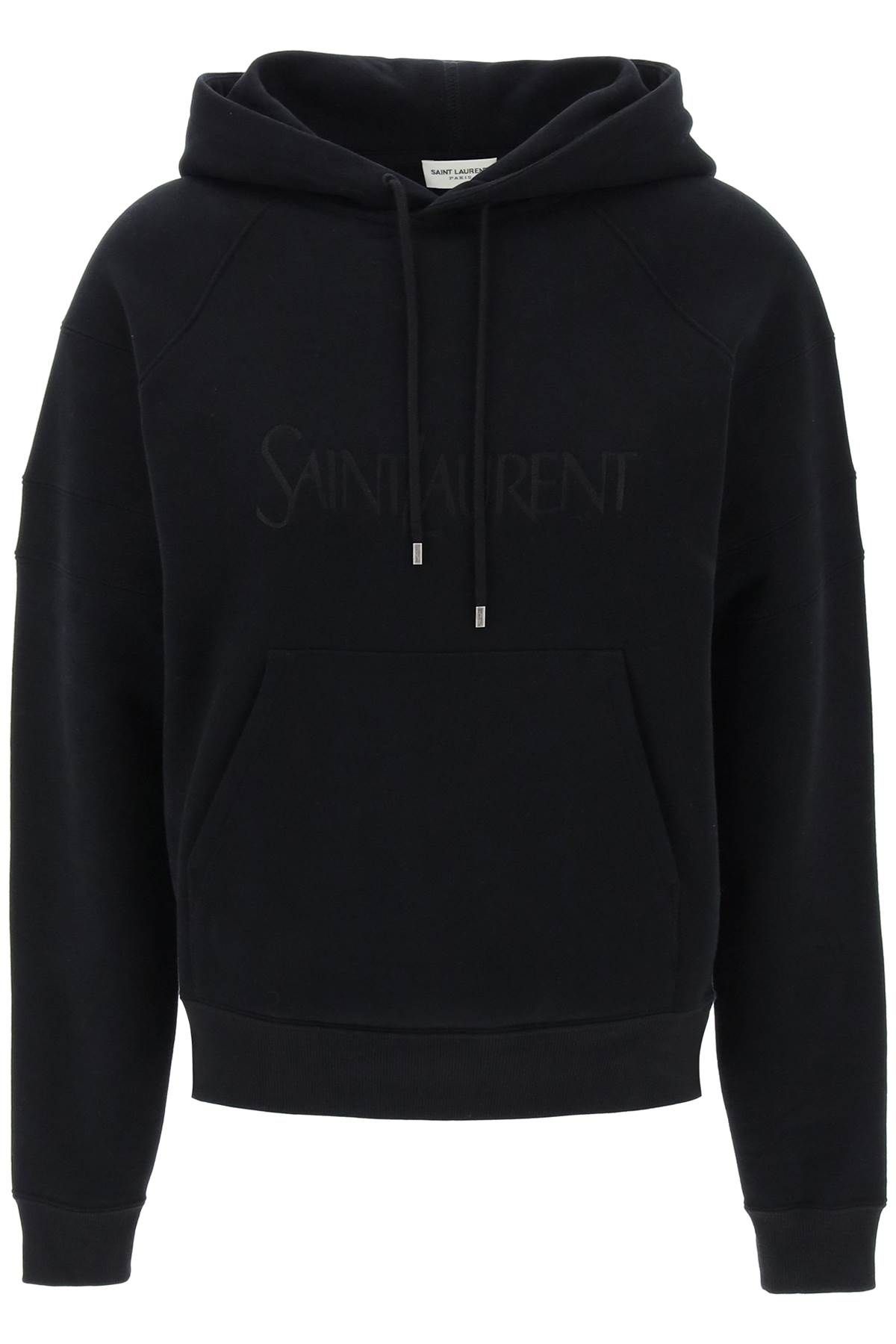 Shop Saint Laurent Hoodie With Embroidered Logo In Black