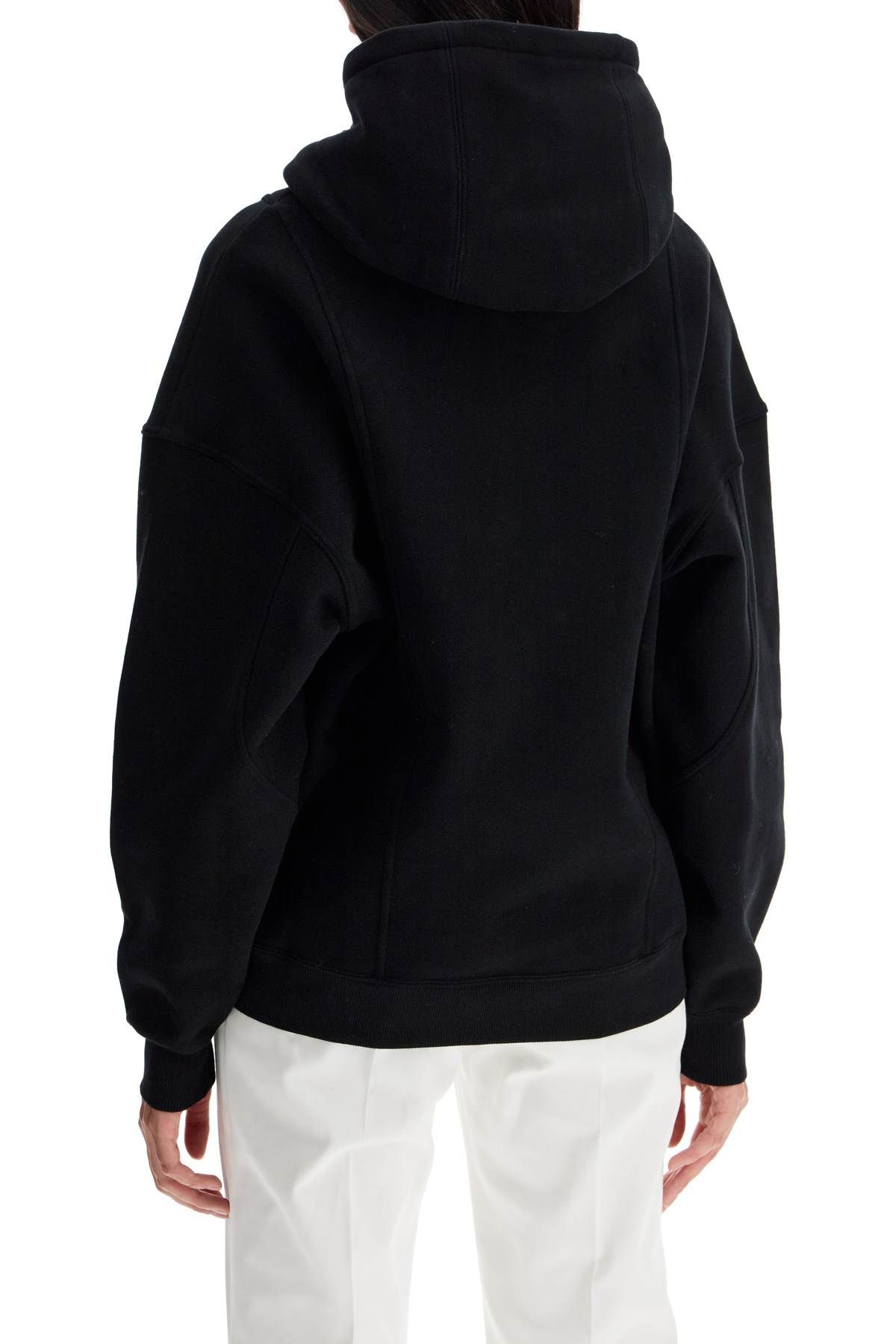 Shop Saint Laurent Hooded Sweatshirt With Half Zip In Black