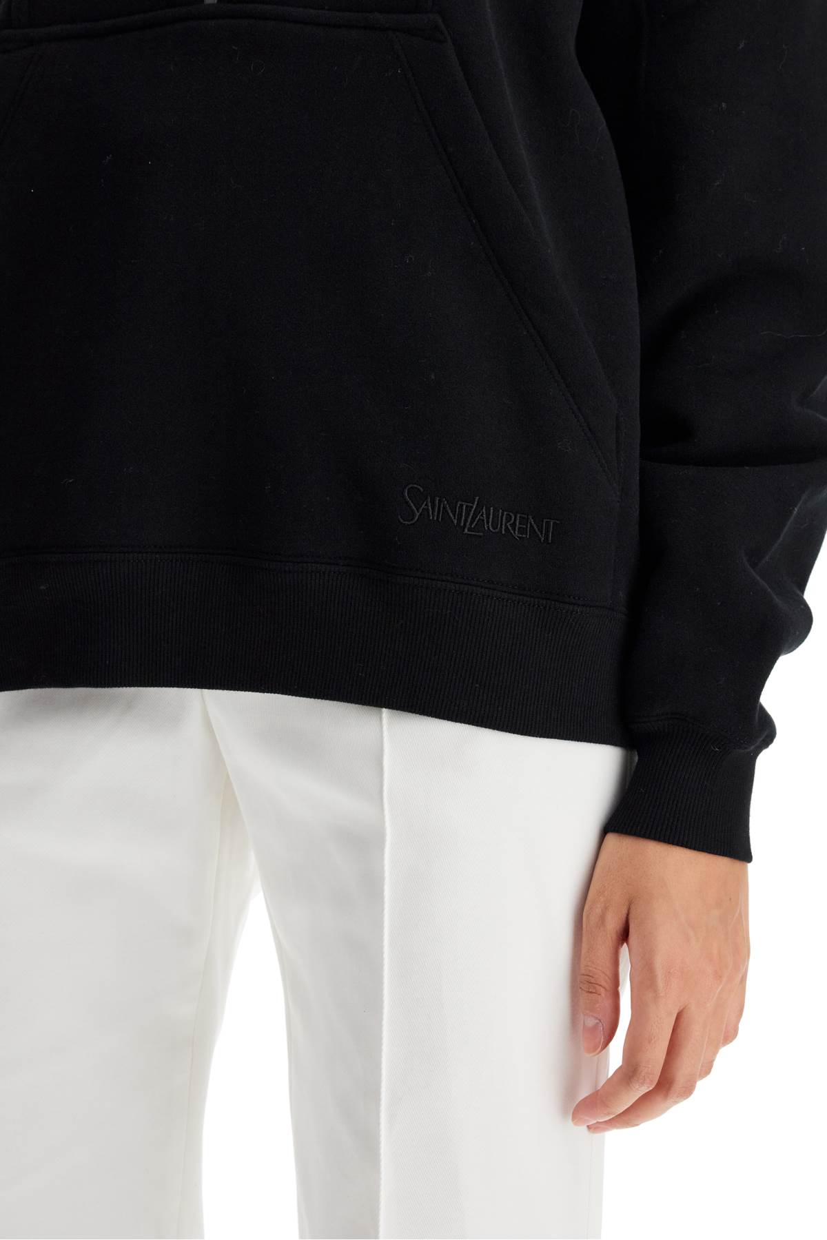 Shop Saint Laurent Hooded Sweatshirt With Half Zip In Black