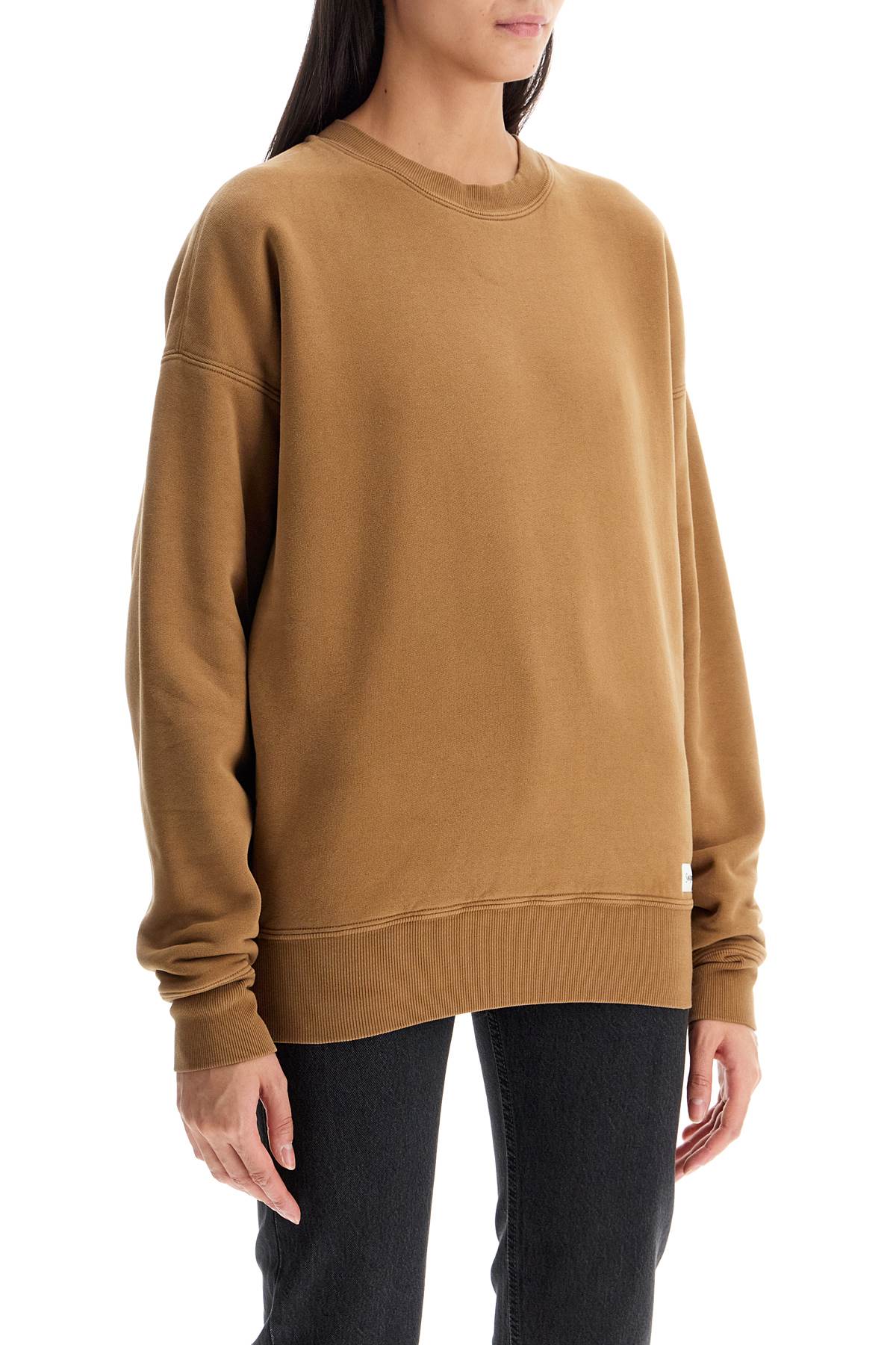 Shop Saint Laurent Oversized Crewneck In Beige