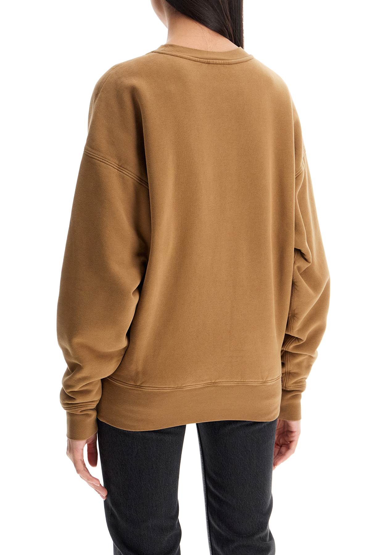 Shop Saint Laurent Oversized Crewneck In Beige