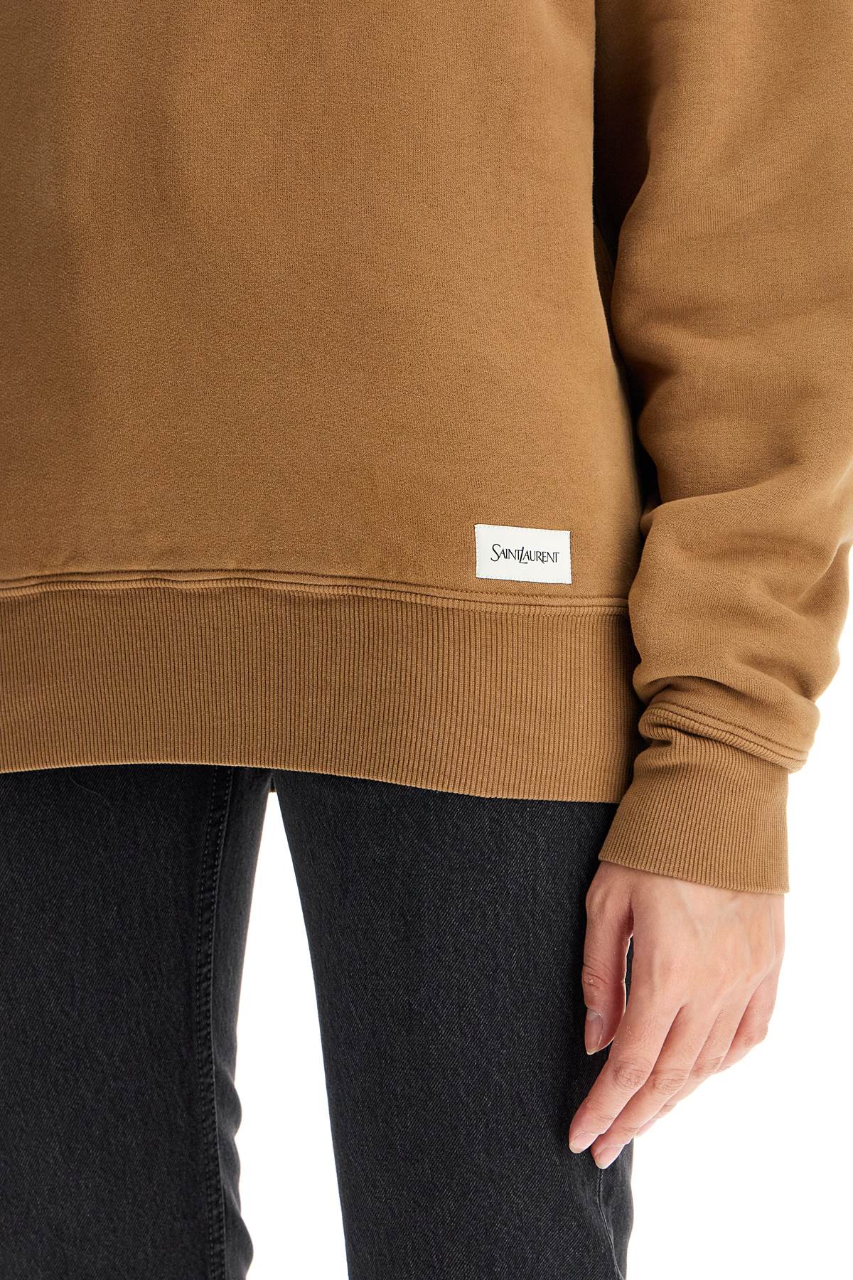 Shop Saint Laurent Oversized Crewneck In Beige