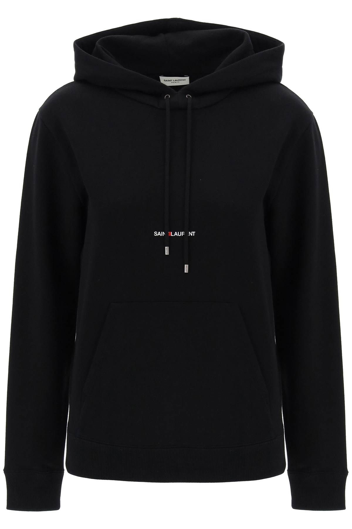 Shop Saint Laurent Logo Hoodie In Black