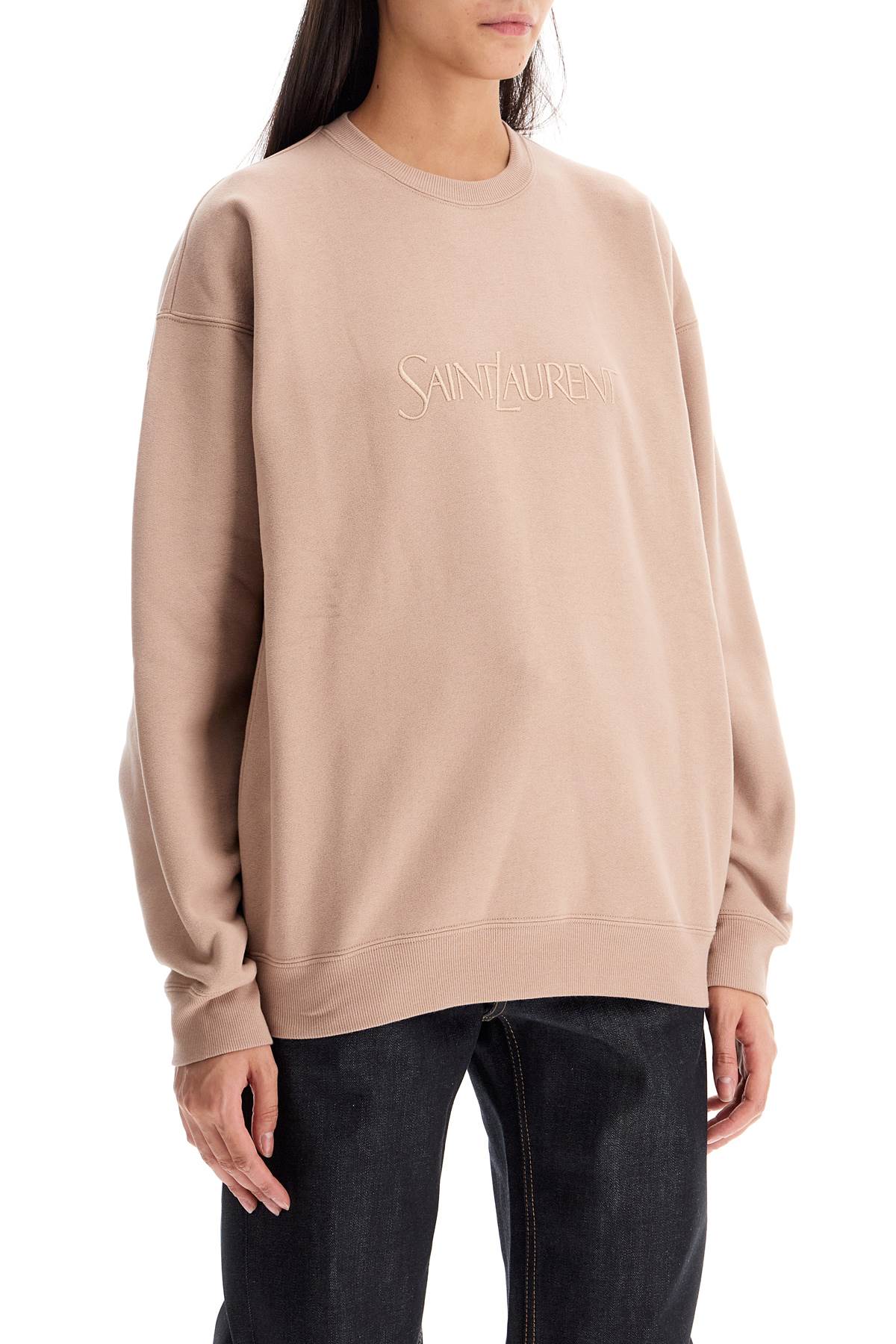 Shop Saint Laurent Oversized Branded Sweat In Pink