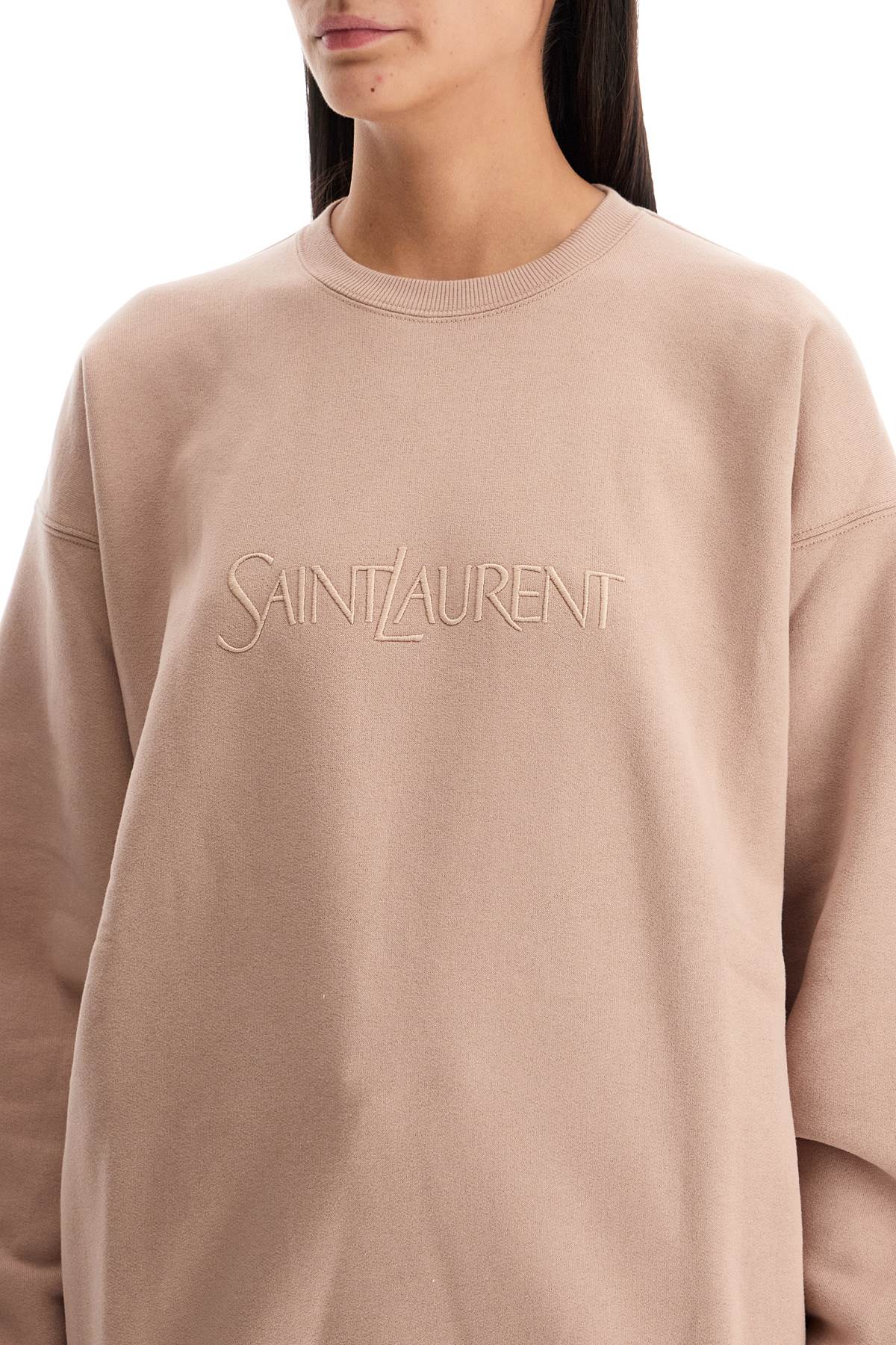 Shop Saint Laurent Oversized Branded Sweat In Pink