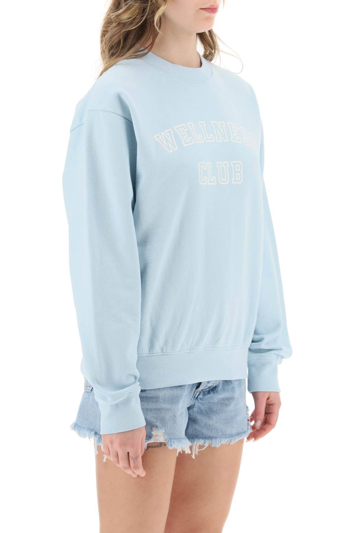 Shop Sporty And Rich Crew-neck Sweatshirt With Lettering Print In Light Blue