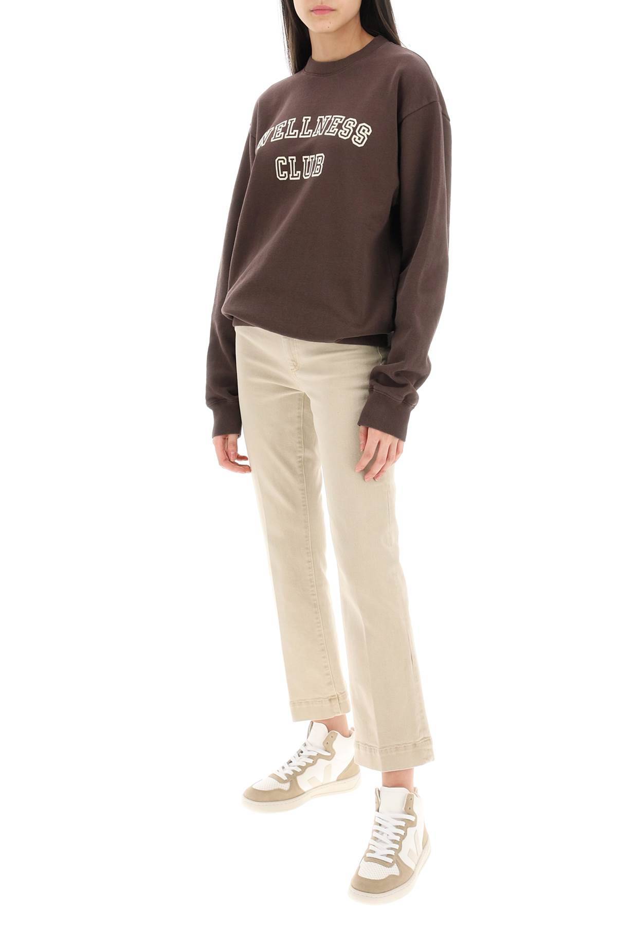 Shop Sporty And Rich Crew-neck Sweatshirt With Lettering Print In Brown