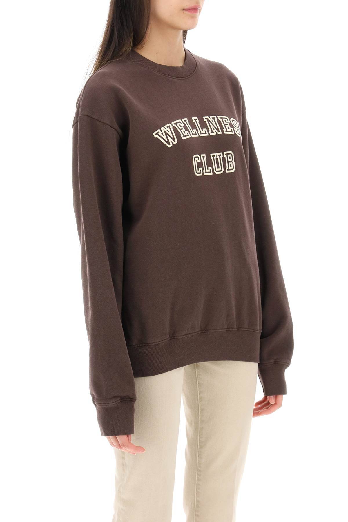 Shop Sporty And Rich Crew-neck Sweatshirt With Lettering Print In Brown