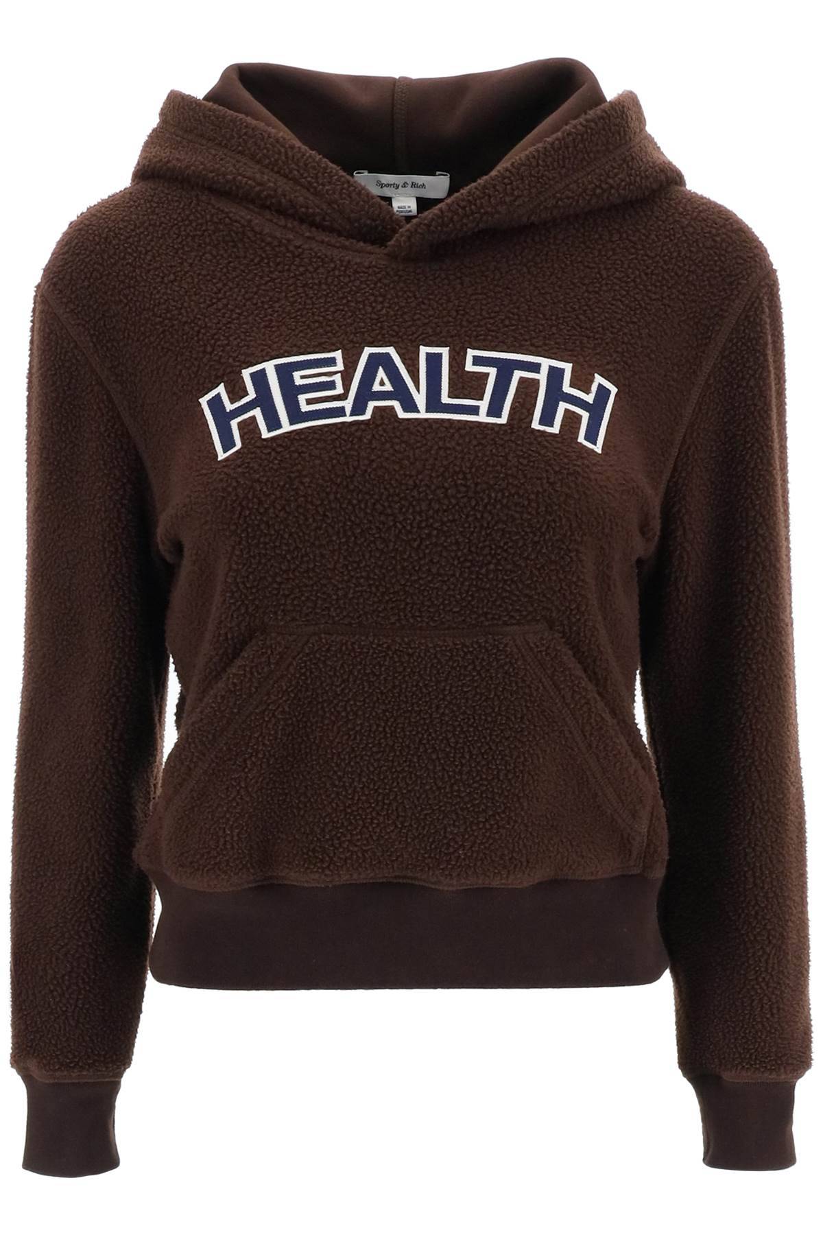 Shop Sporty And Rich Sherpa Fleece Hoodie In Brown