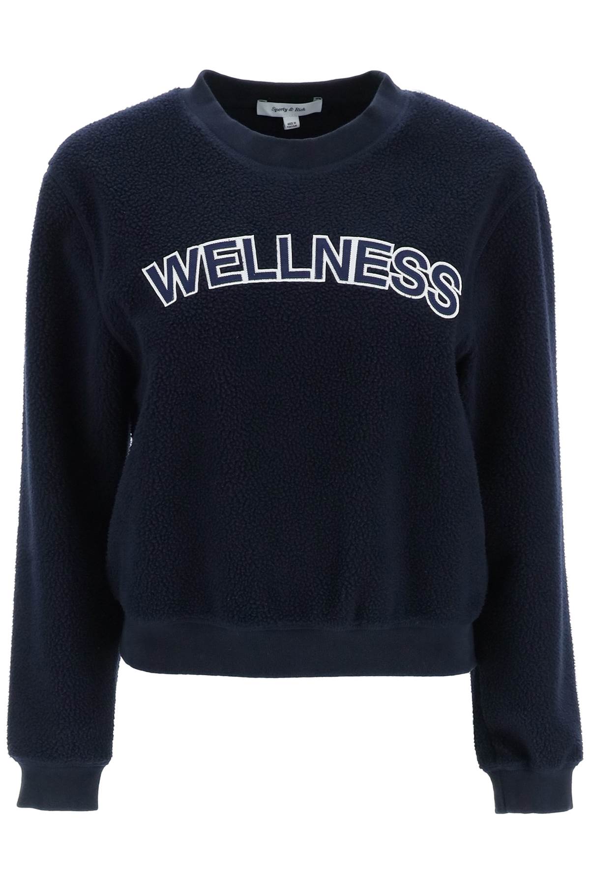 Sporty And Rich Wellness Bouclé Cropped Sweatshirt In Blue