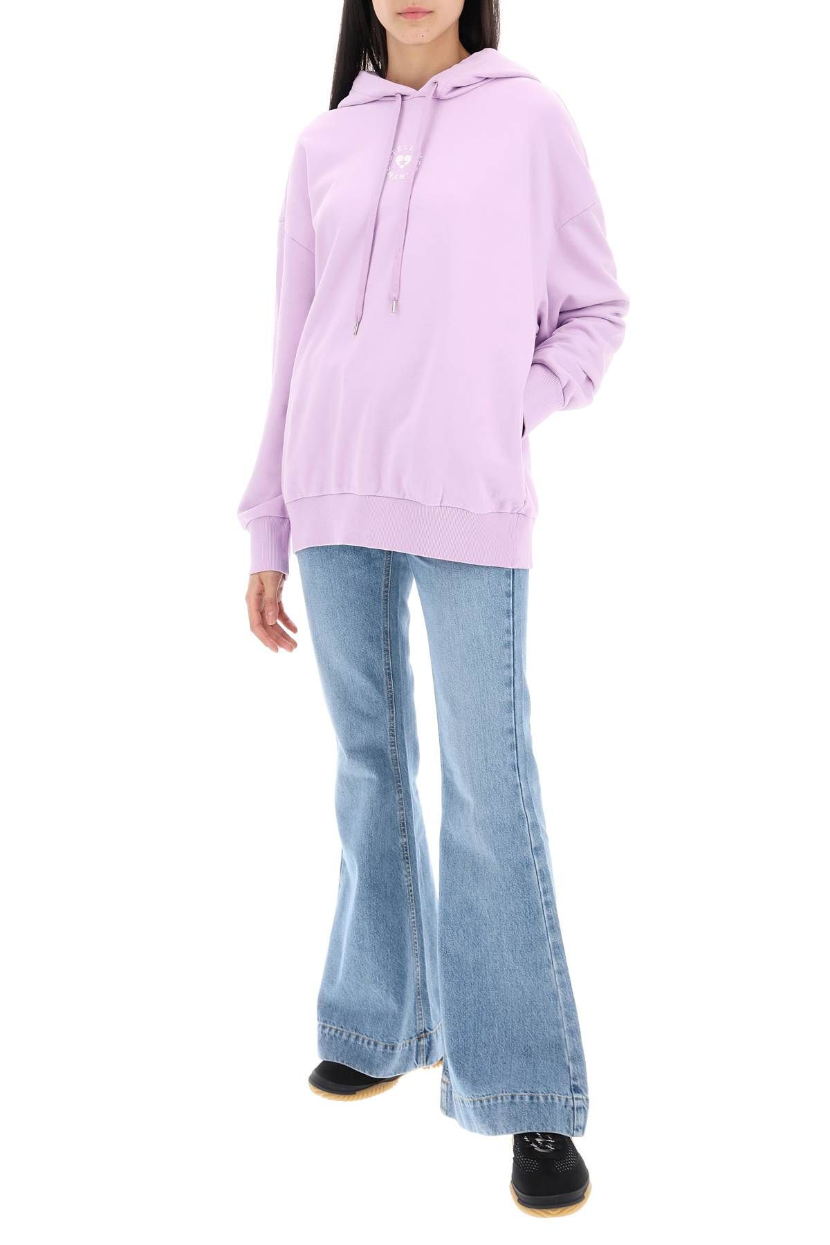 Shop Stella Mccartney Iconic Mini Heart Hooded Sweatshirt In Purple