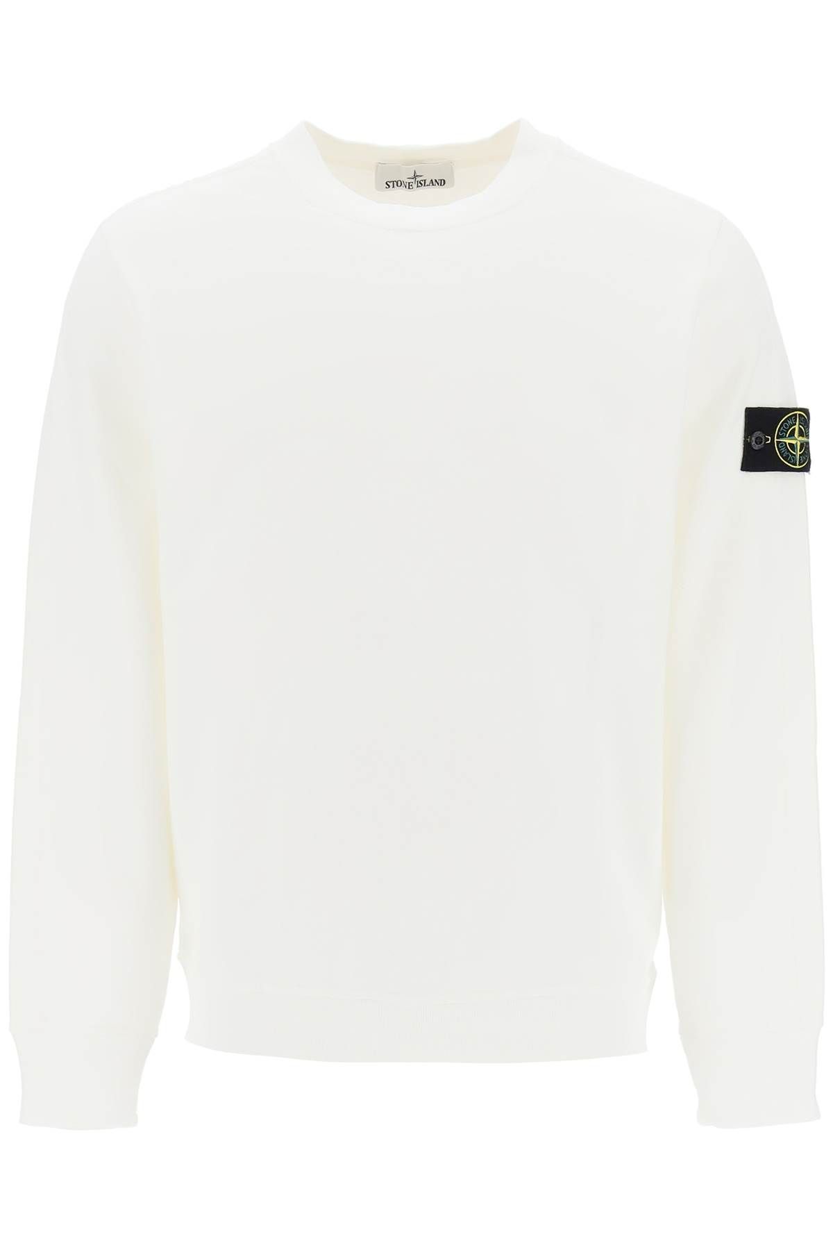 Shop Stone Island Light Sweatshirt With Logo Badge In White