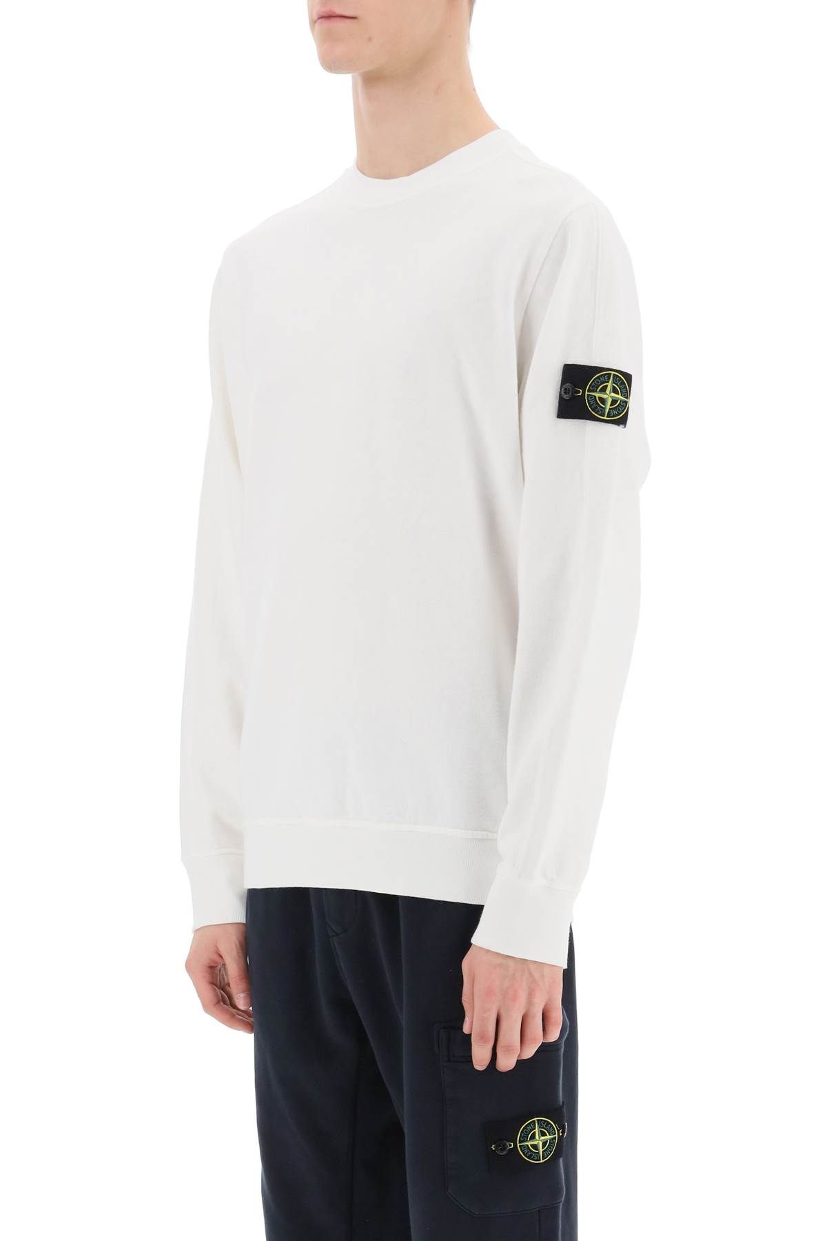 Shop Stone Island Light Sweatshirt With Logo Badge In White