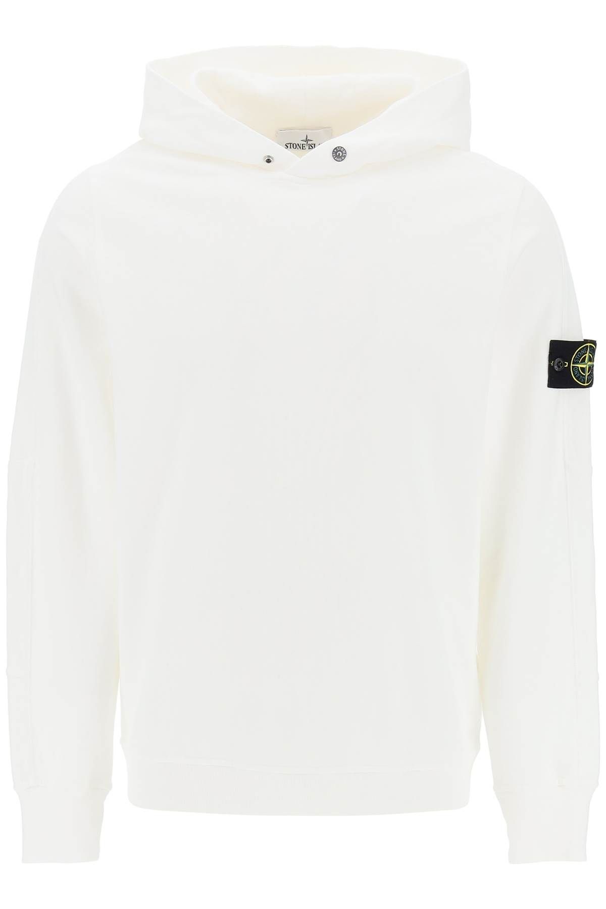 Stone Island Light Hoodie With Logo Badge In White