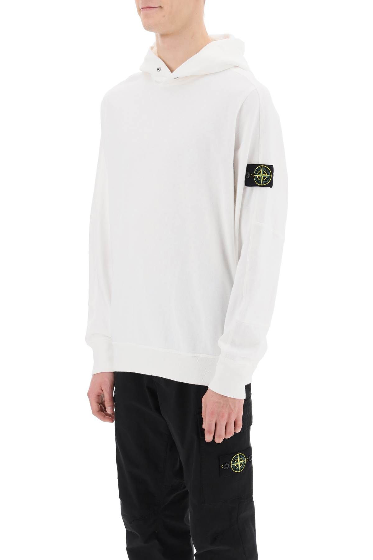 Shop Stone Island Light Hoodie With Logo Badge In White