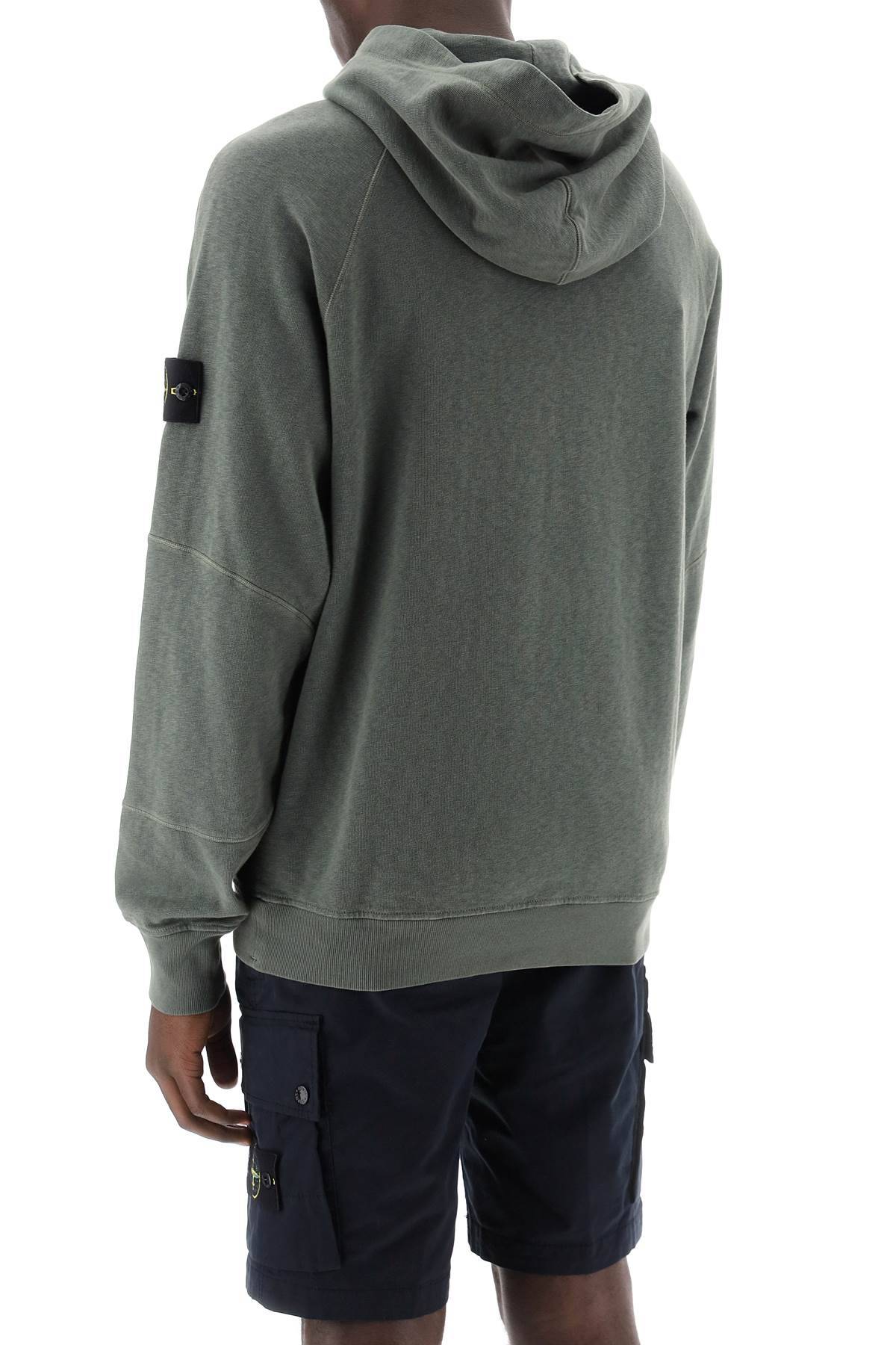 Shop Stone Island Light Hoodie With Logo Badge In Green