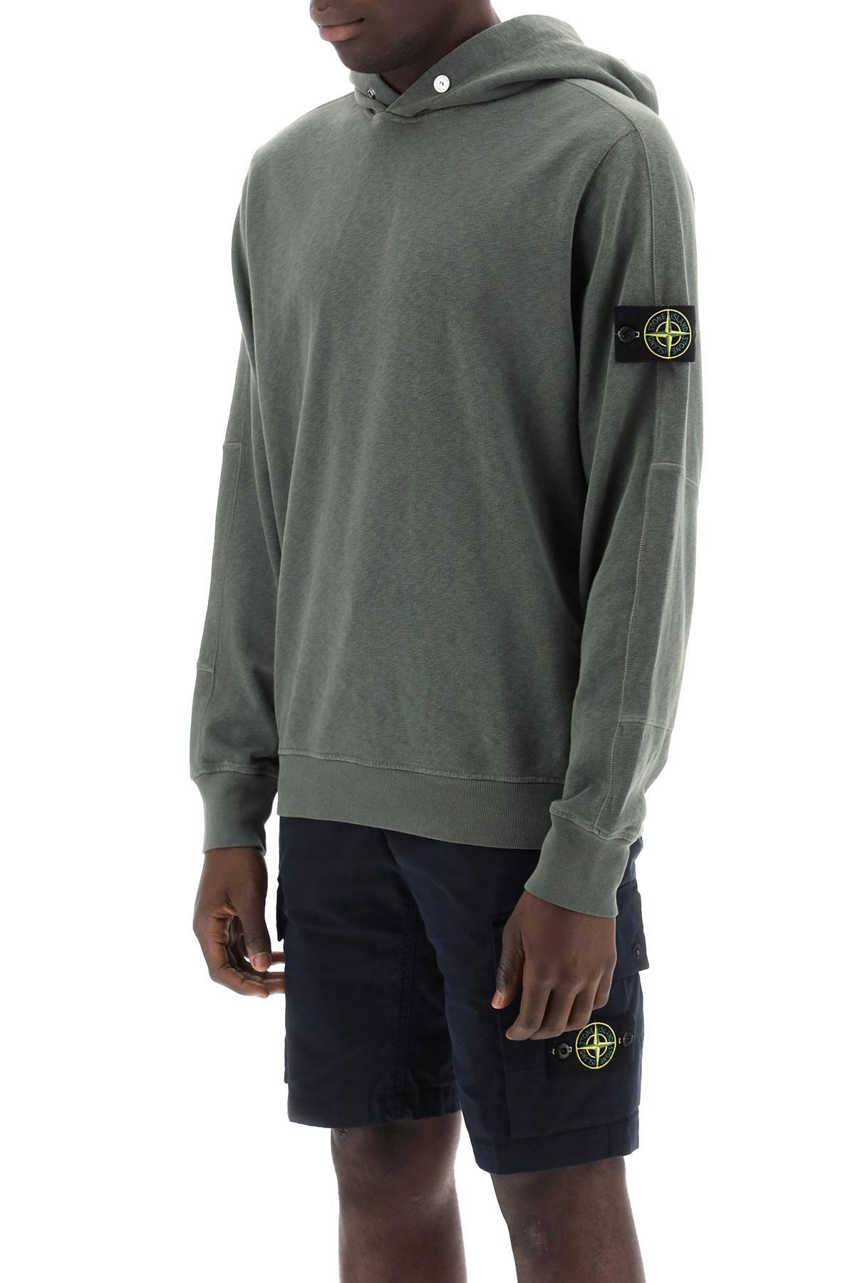 Shop Stone Island Light Hoodie With Logo Badge In Green