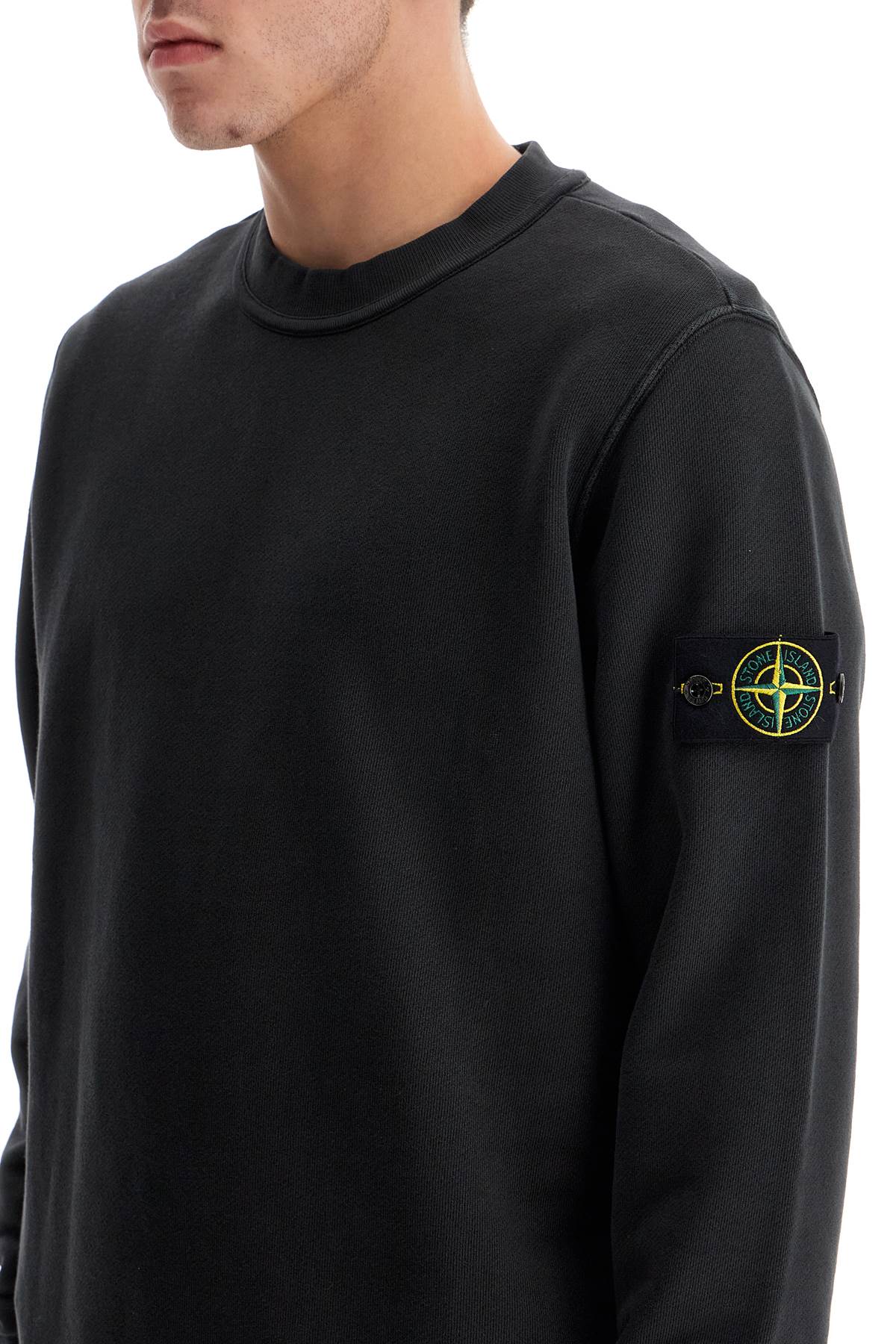 Shop Stone Island Organic Cotton Crewneck Sweatshirt In Black