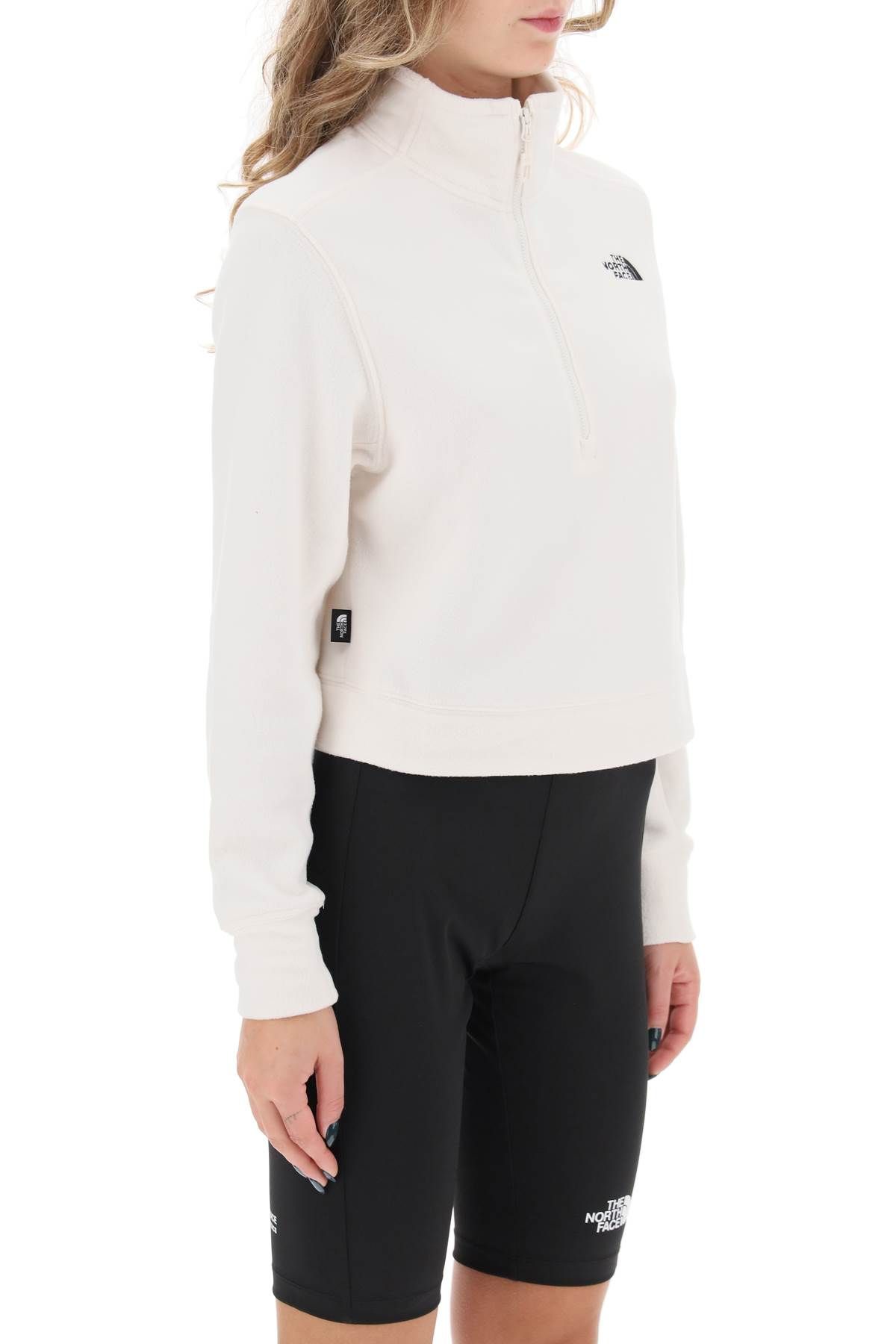Shop The North Face Glacer Cropped Fleece Sweatshirt In White