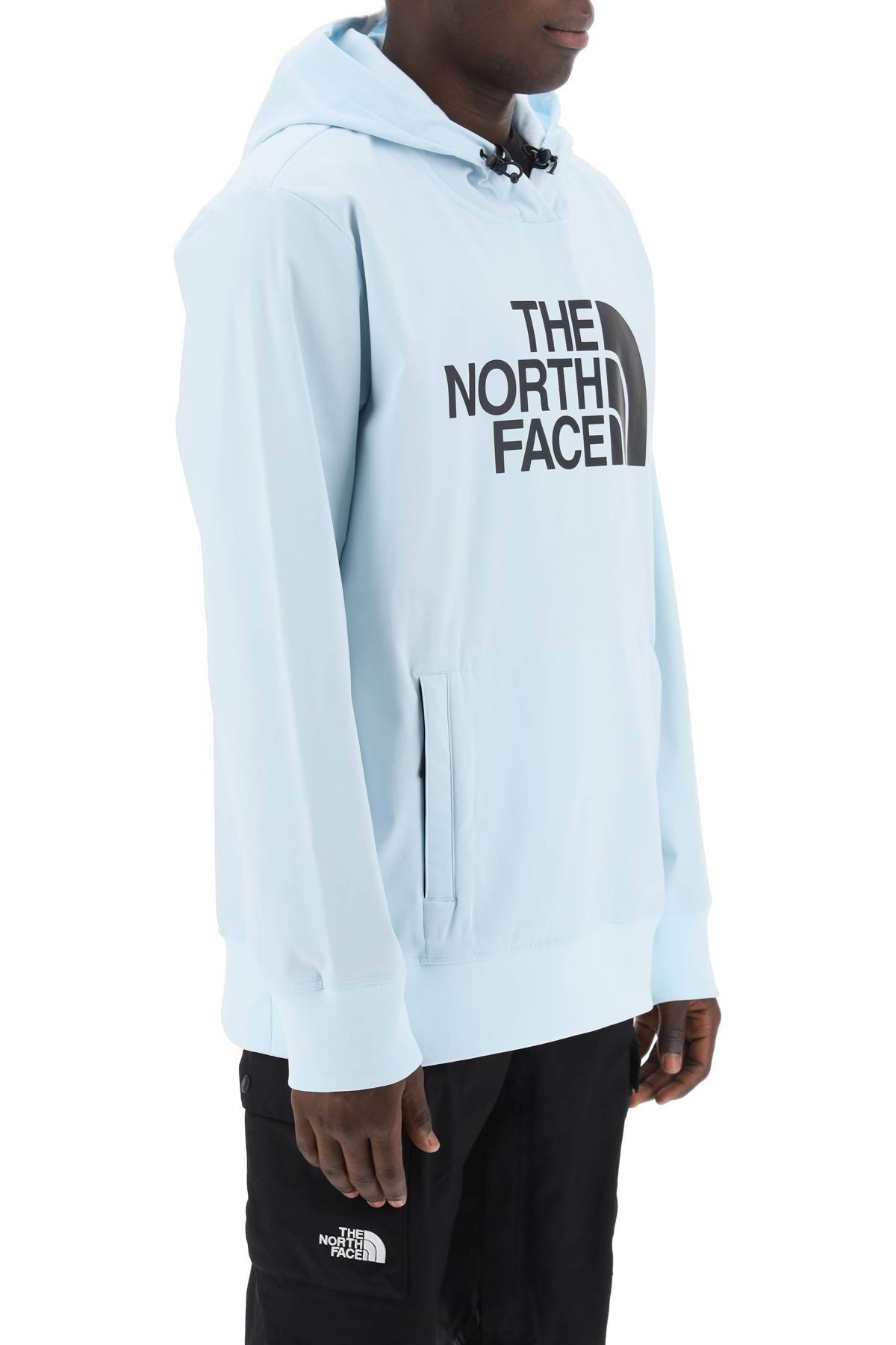 Shop The North Face Techno Hoodie With Logo Print In Light Blue