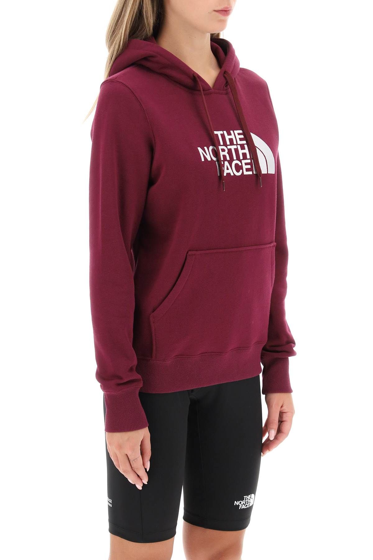 Shop The North Face 'drew Peak' Hoodie With Logo Embroidery In Red,purple
