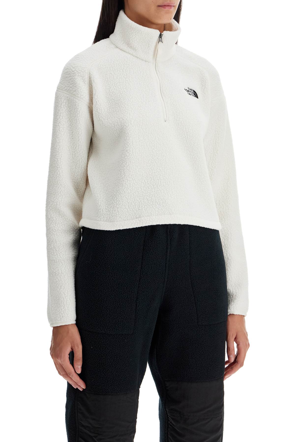 Shop The North Face Sherpa Fleece Cropped Sweatshirt In In White